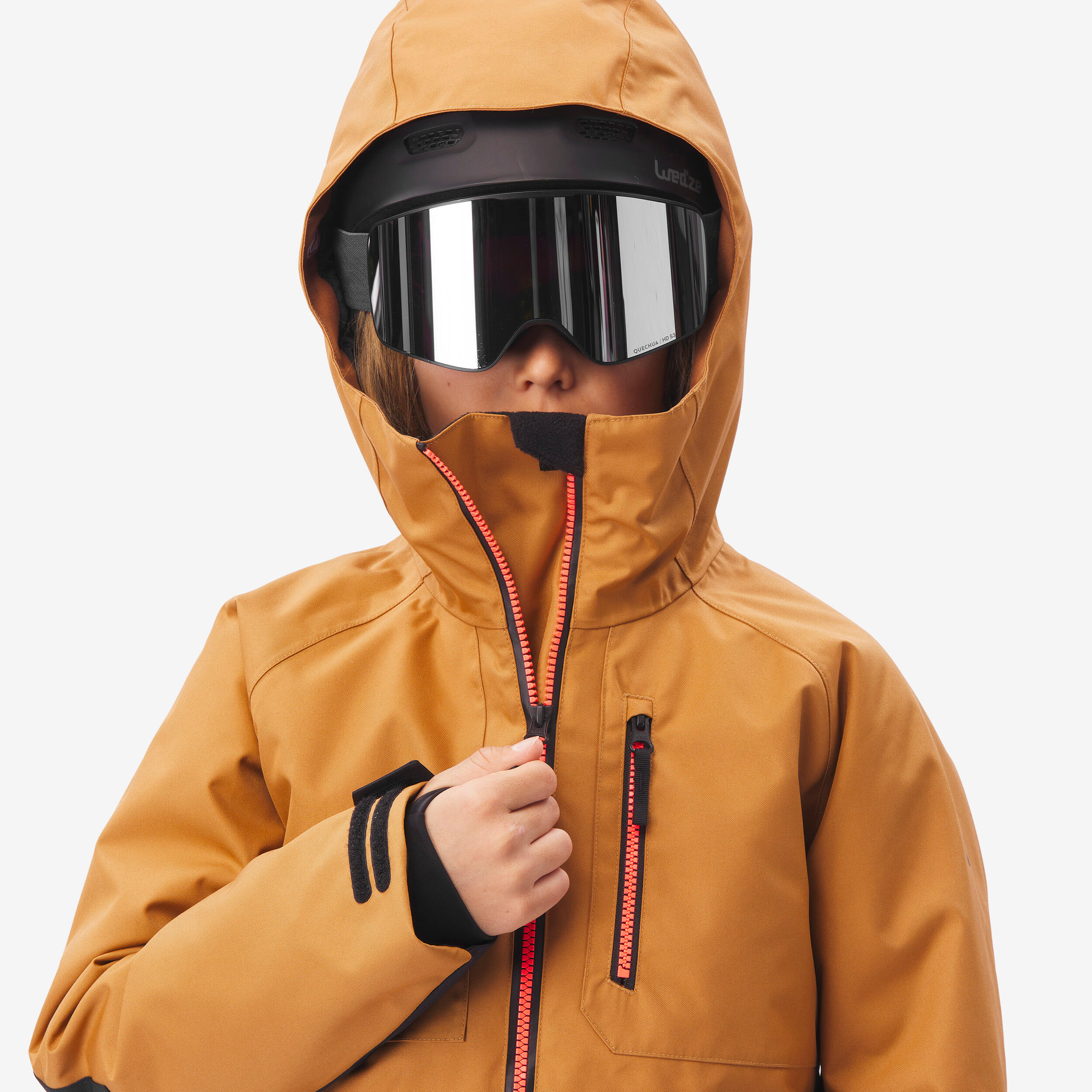 Snowboardjacke Ziprotec Kinder 6-10 Jahre, SNB500 camel 15/16
