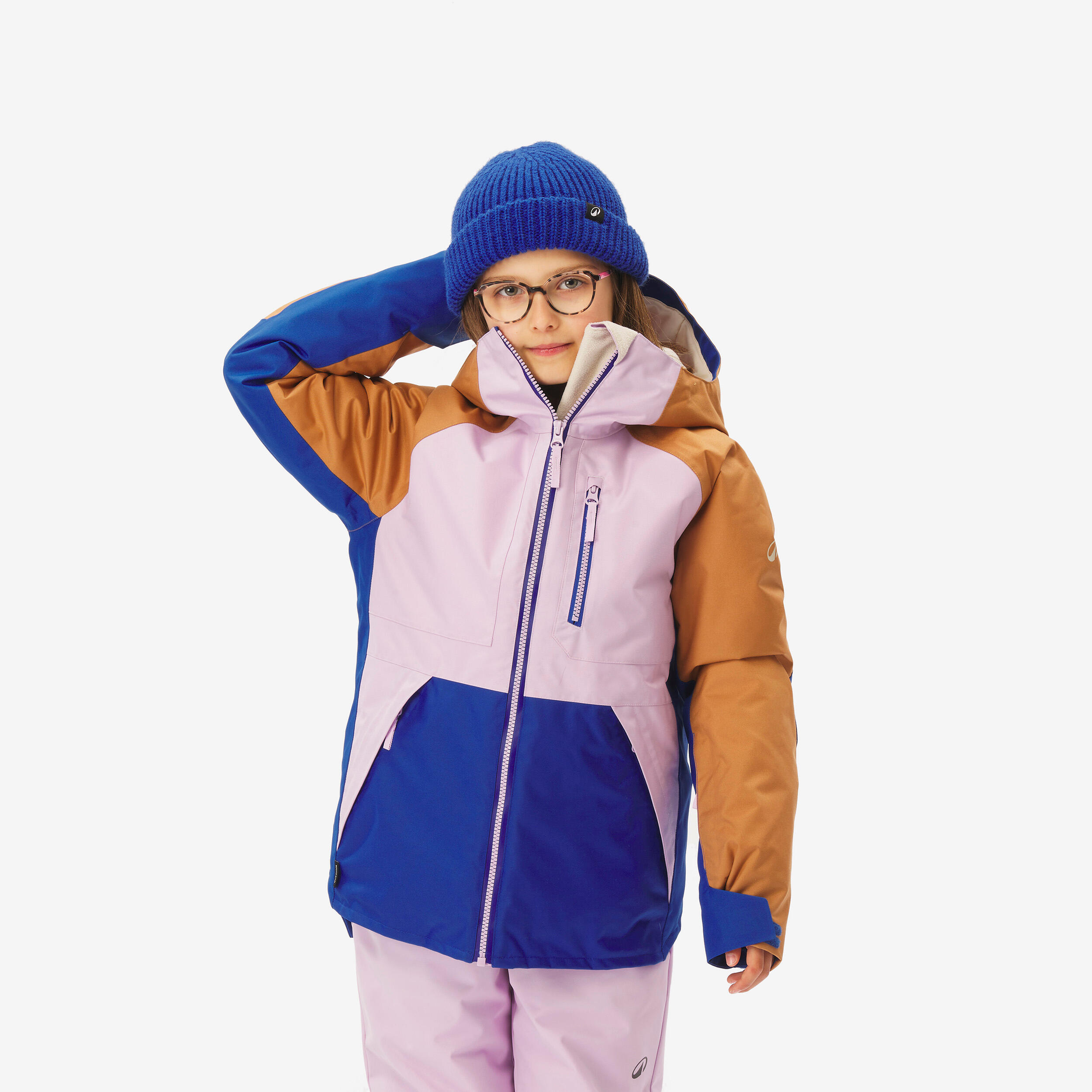 WEDZE Kids’ Ziprotec snowboard jacket, 6-10 years, SNB500 - Three-coloured