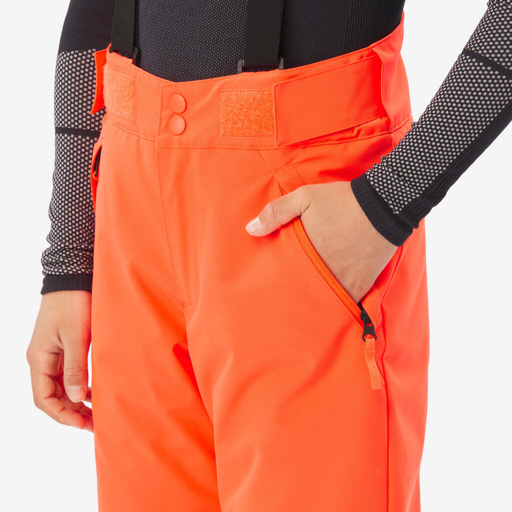 Παιδικό ζεστό και αδιάβροχο παντελόνι σκι 6–14 ετών, 500 PNF κόκκινο