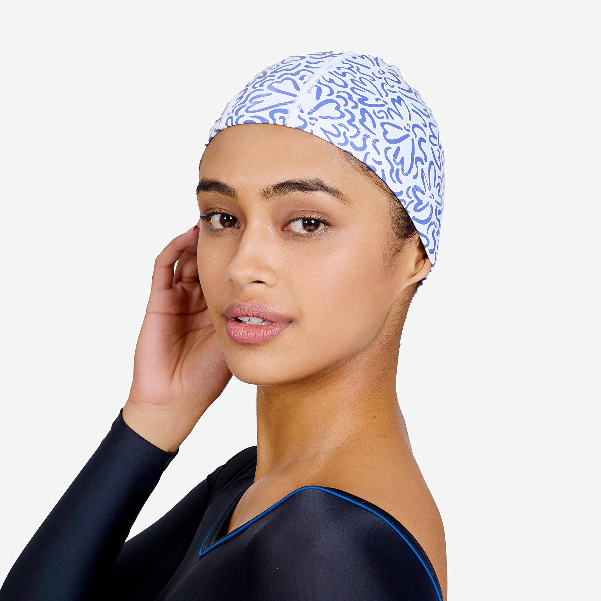 Silicon Mesh Swim Cap for Adults (56-60 cm) Tria - White -  4