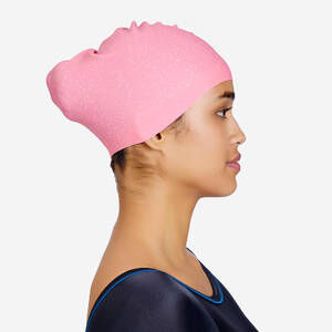 Adult Swimming Cap 56-60 Cm Long Hair 500 Secure & Stretchable Ruby