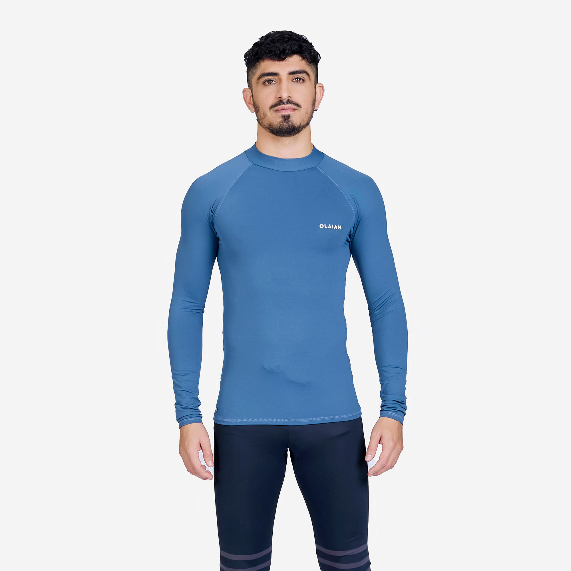 Men Surfing UV Rash Guard 100 Long Sleeved Grey
