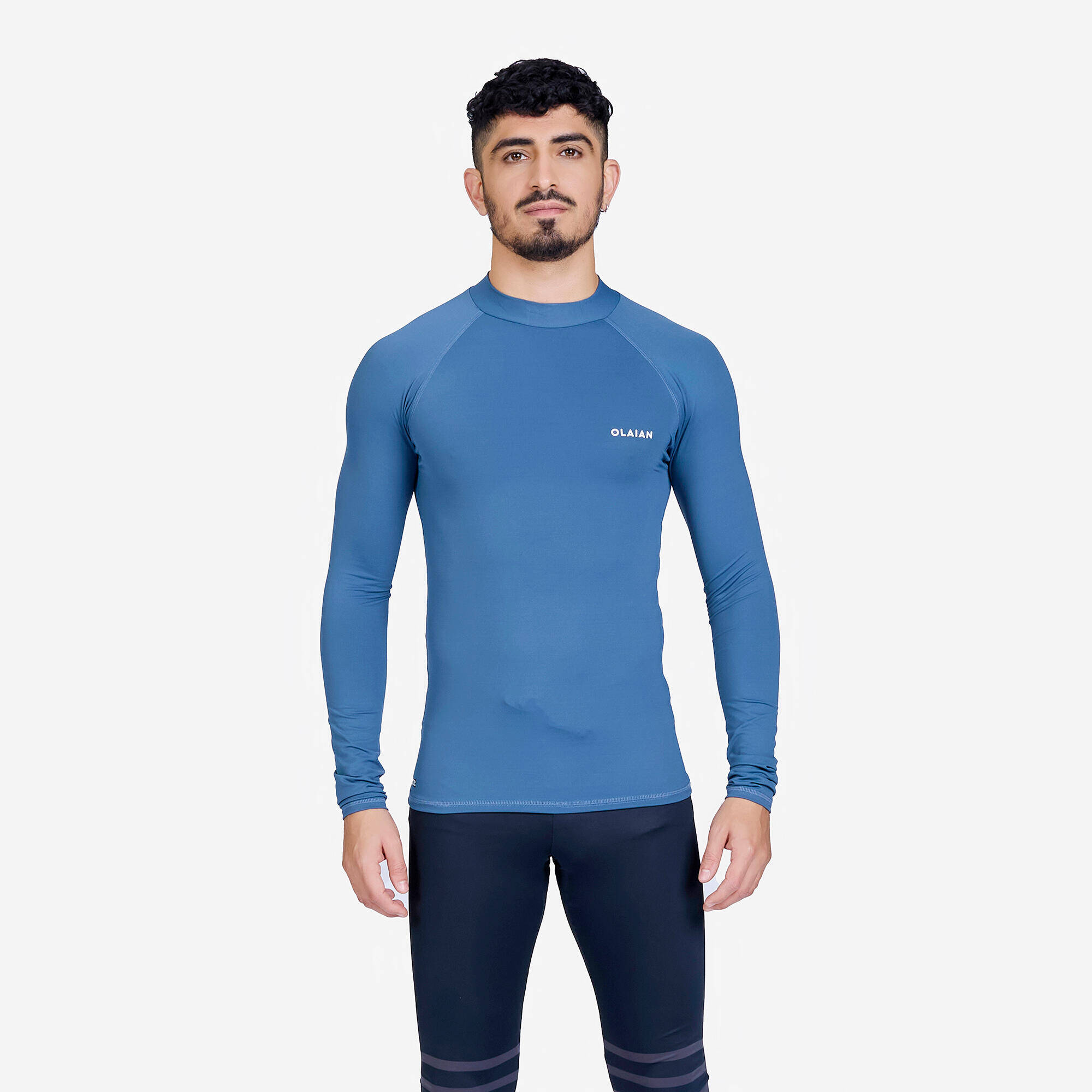 Men Surfing UV Rash Guard 100 Long Sleeved Grey -  5