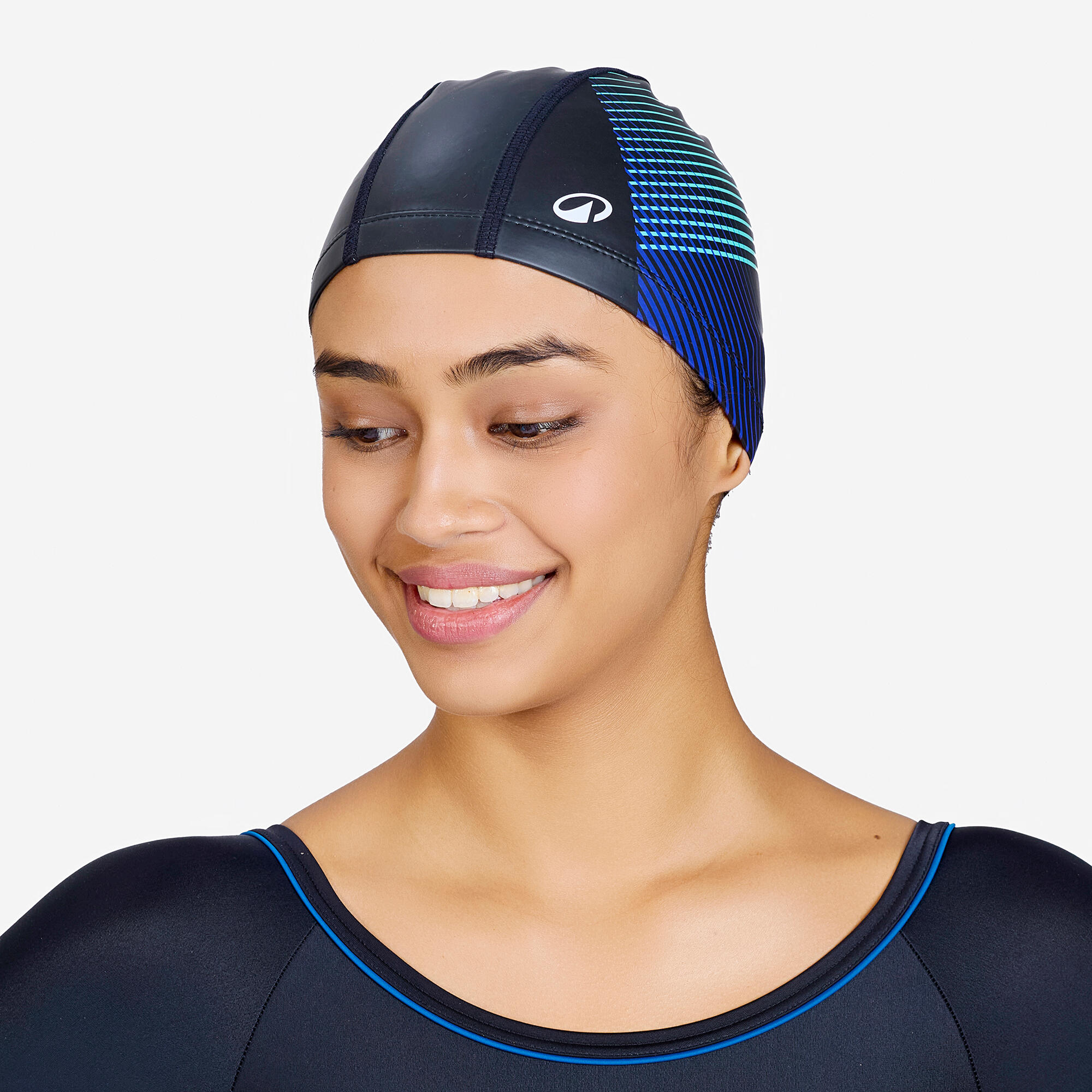 Coated Fabric Swim Cap M Soft & Stretchable Tria Black