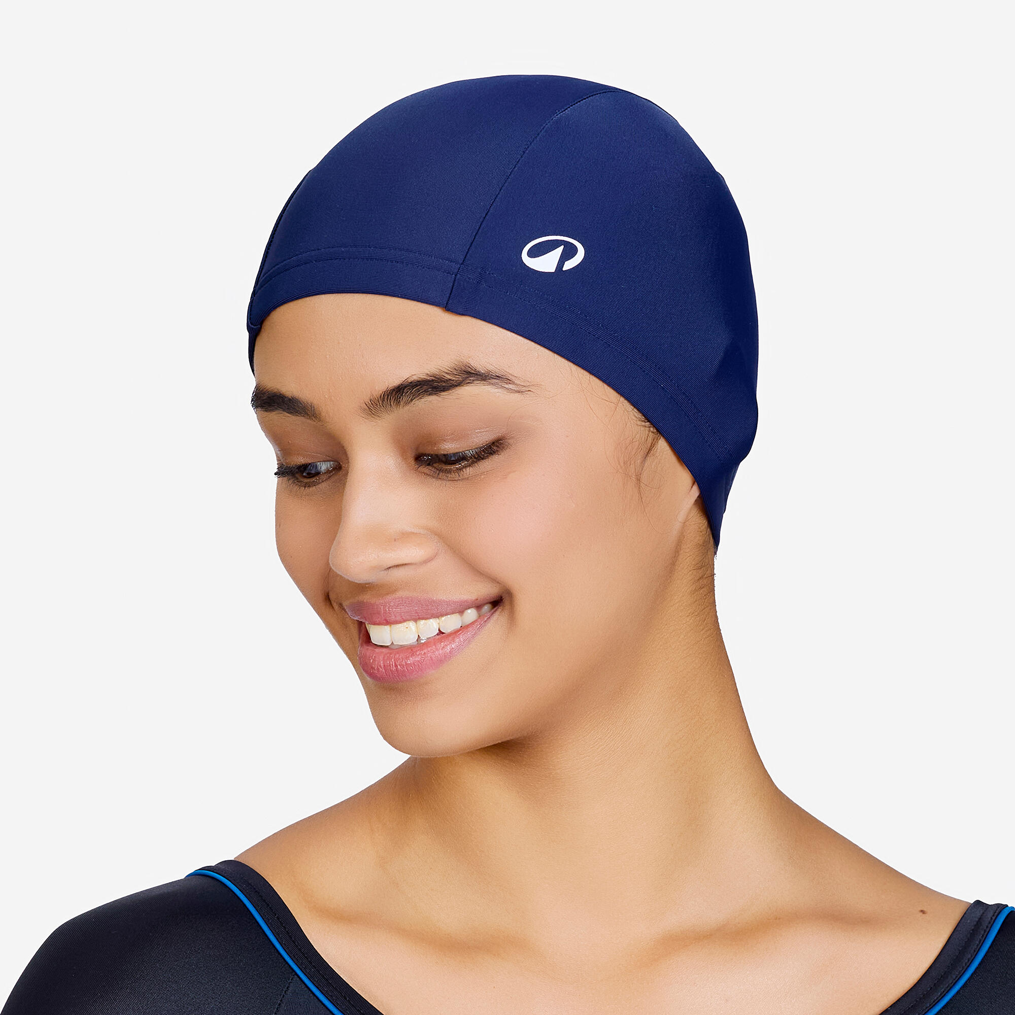 Fabric Swim Cap M Lightweight & Quick-Dry Dark Blue