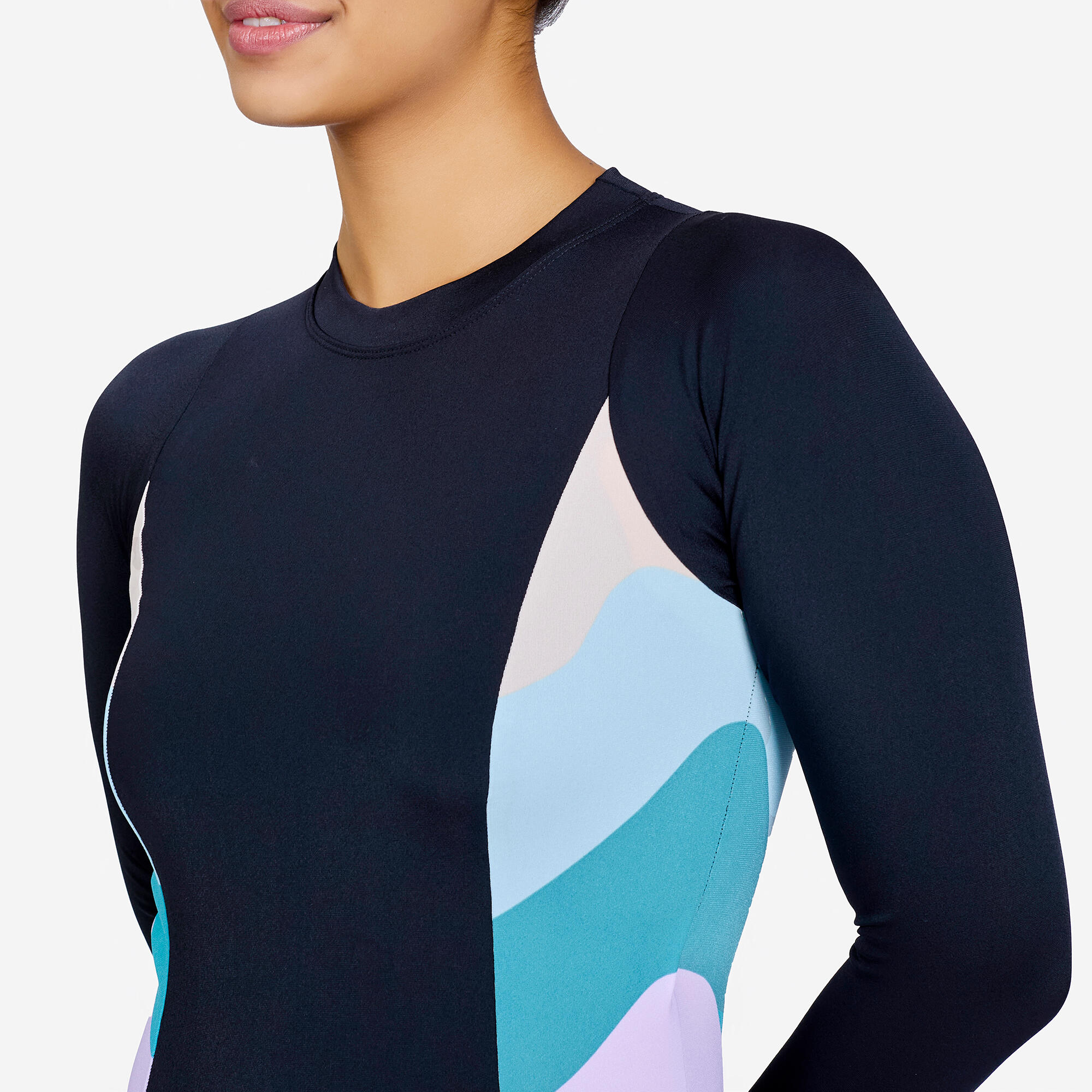 Women Swimming Top Una Rainbow Quick-Dry & Stretchable Black