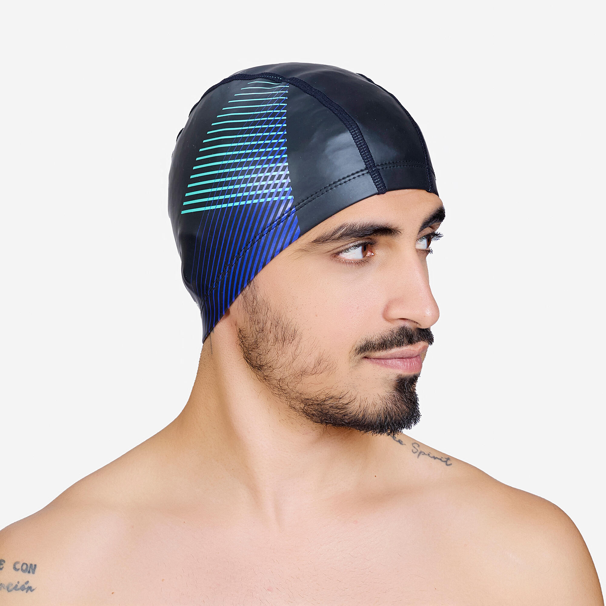 Coated Fabric Swim Cap M Soft & Stretchable Tria Black
