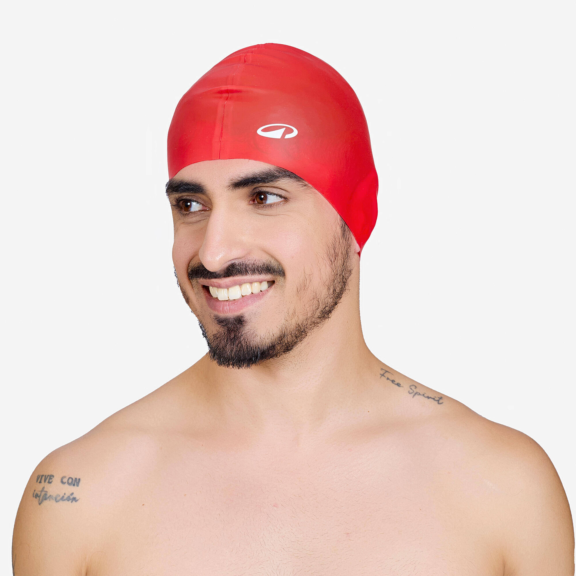 Silicone Swim Cap for Kids & Adults One Size (50-64 cm) - Red -  3