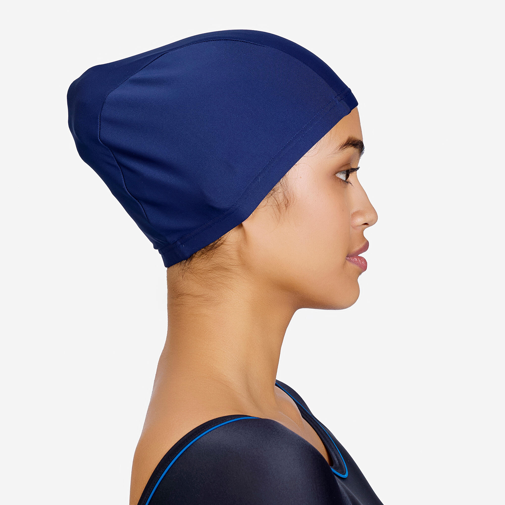 Fabric Swim Cap M Lightweight & Quick-Dry Dark Blue