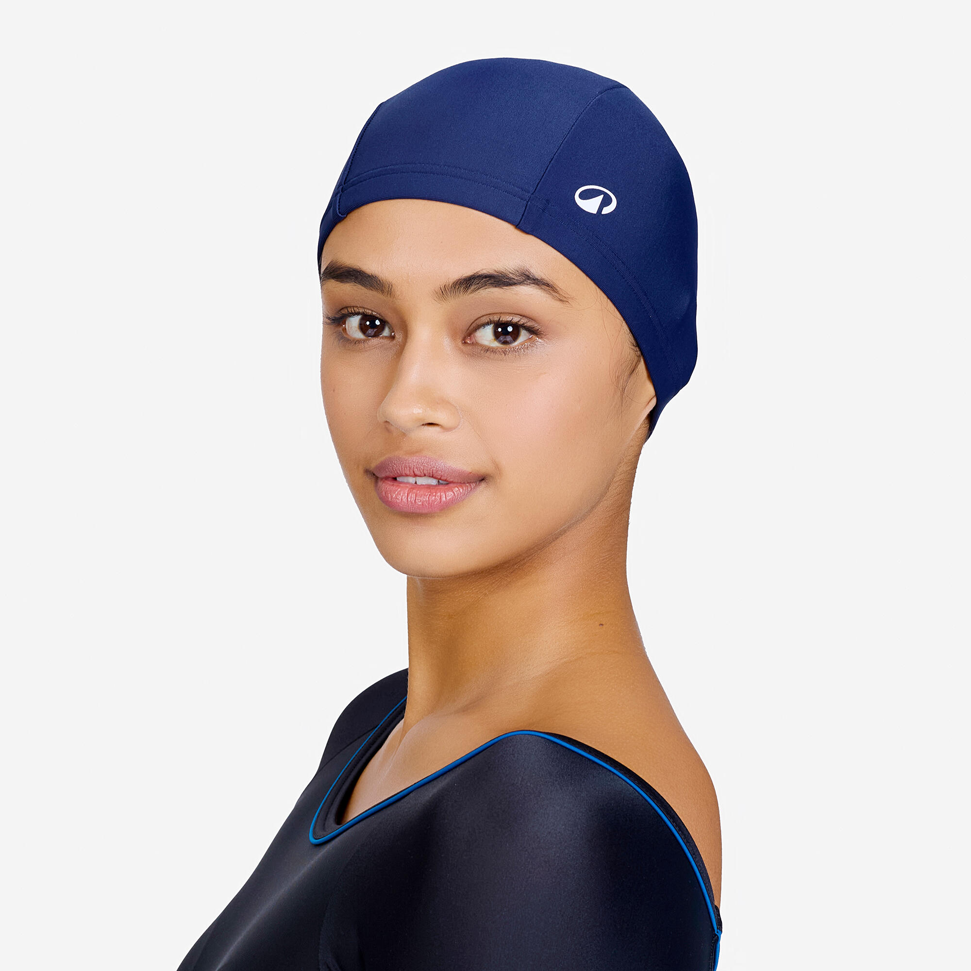 Fabric Swim Cap M Lightweight & Quick-Dry Dark Blue