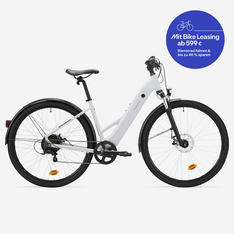 Elektrische hybridefiets e-actv 100 laag frame parelgrijs
