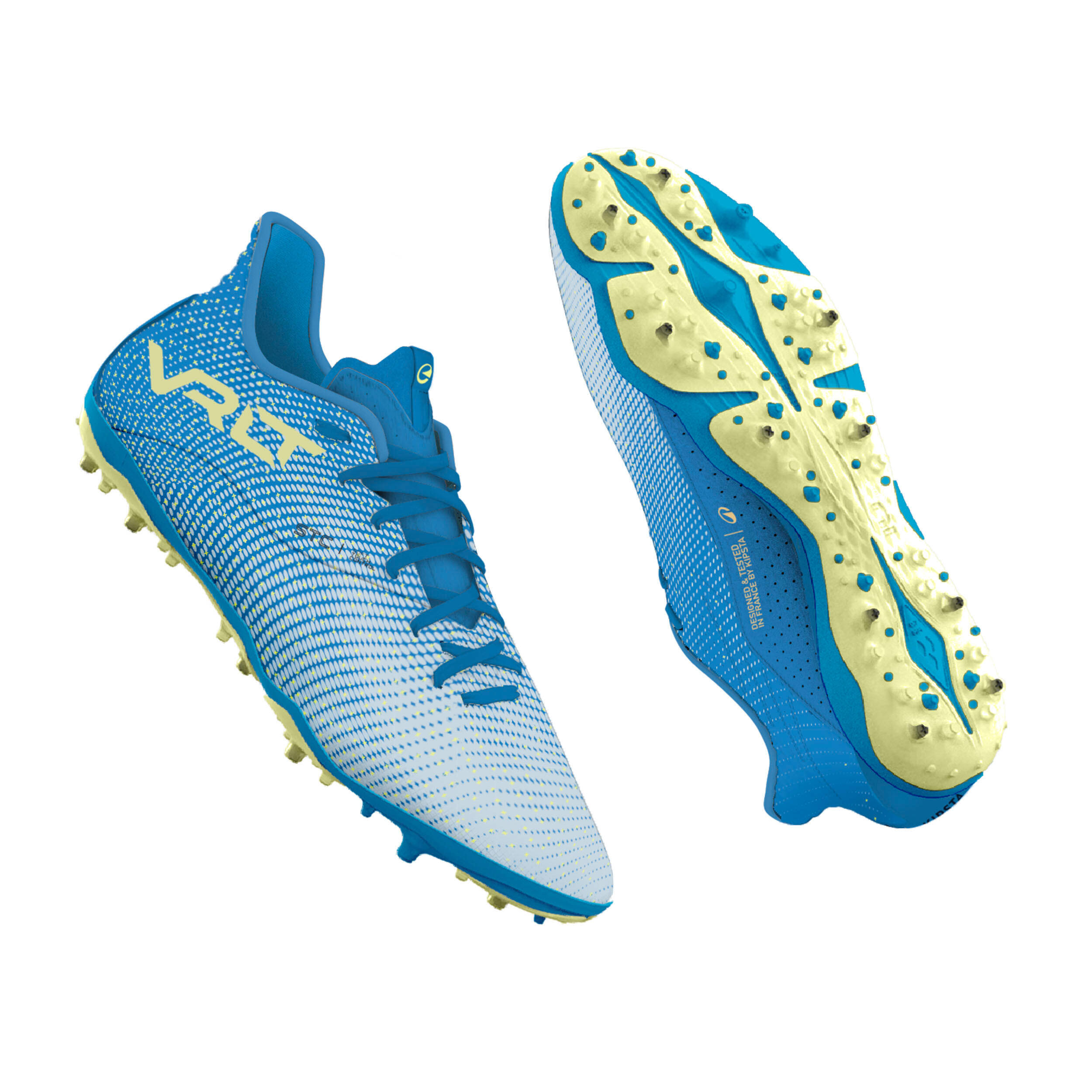 Kids' Lace-Up Football Boots Viralto I MG/AG - White/Yellow -  1
