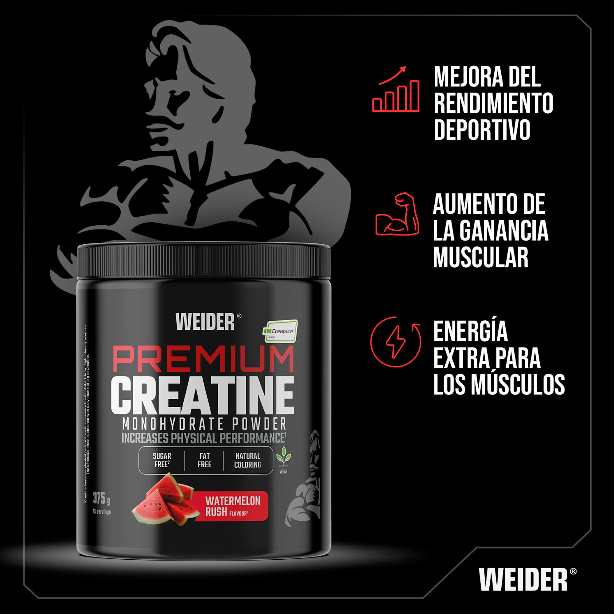 Creatina monohidrato Creapure® 375g sabor sandía 4/4