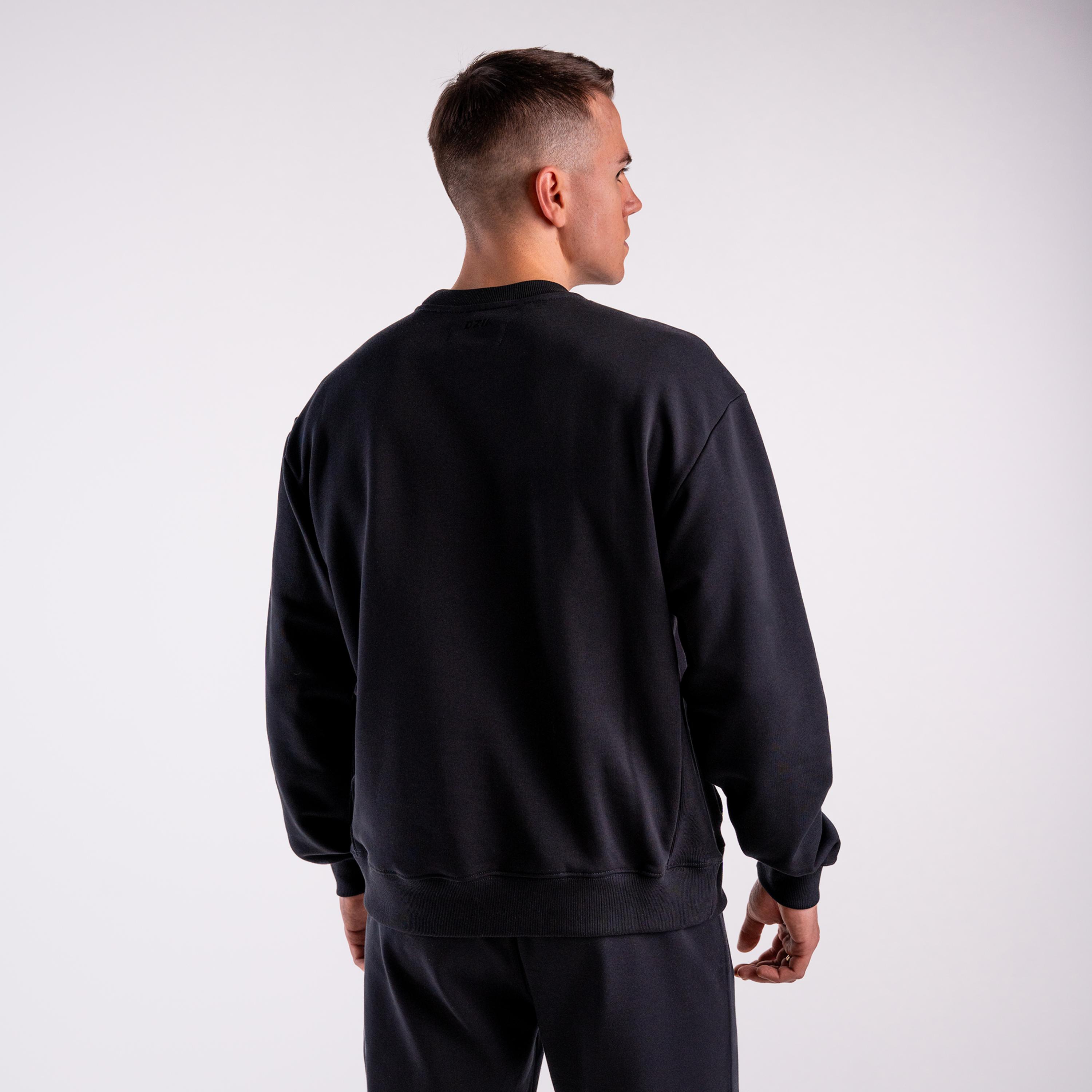 Bluza crewneck basic DZIK® czarna 2/5
