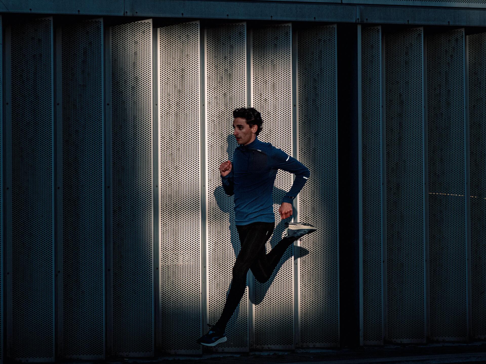 man and woman running
