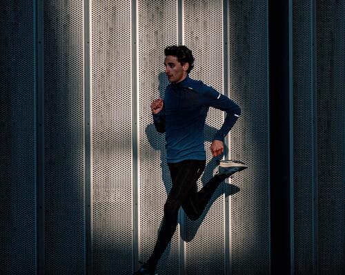 man and woman running