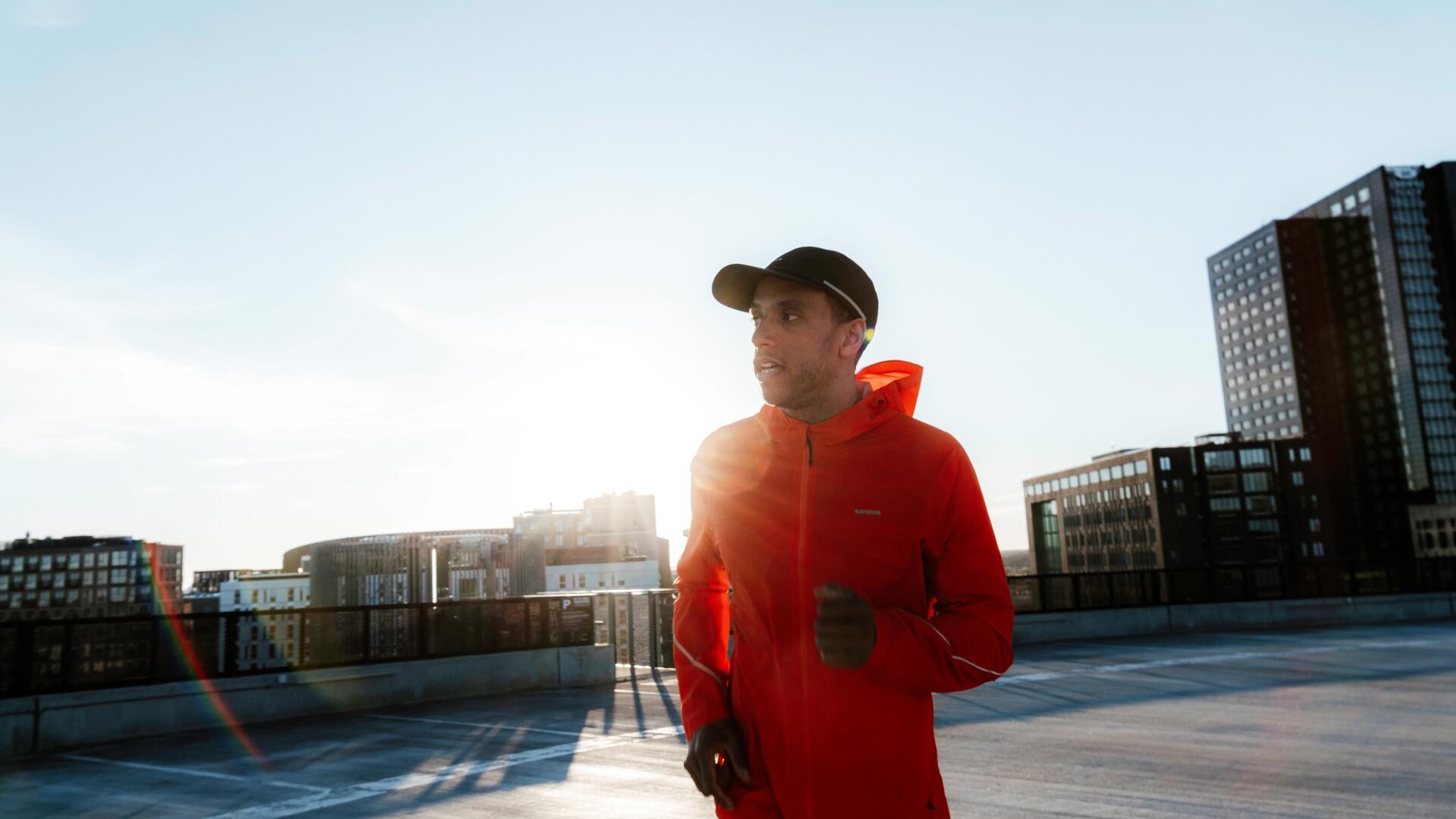 Woman running on the road