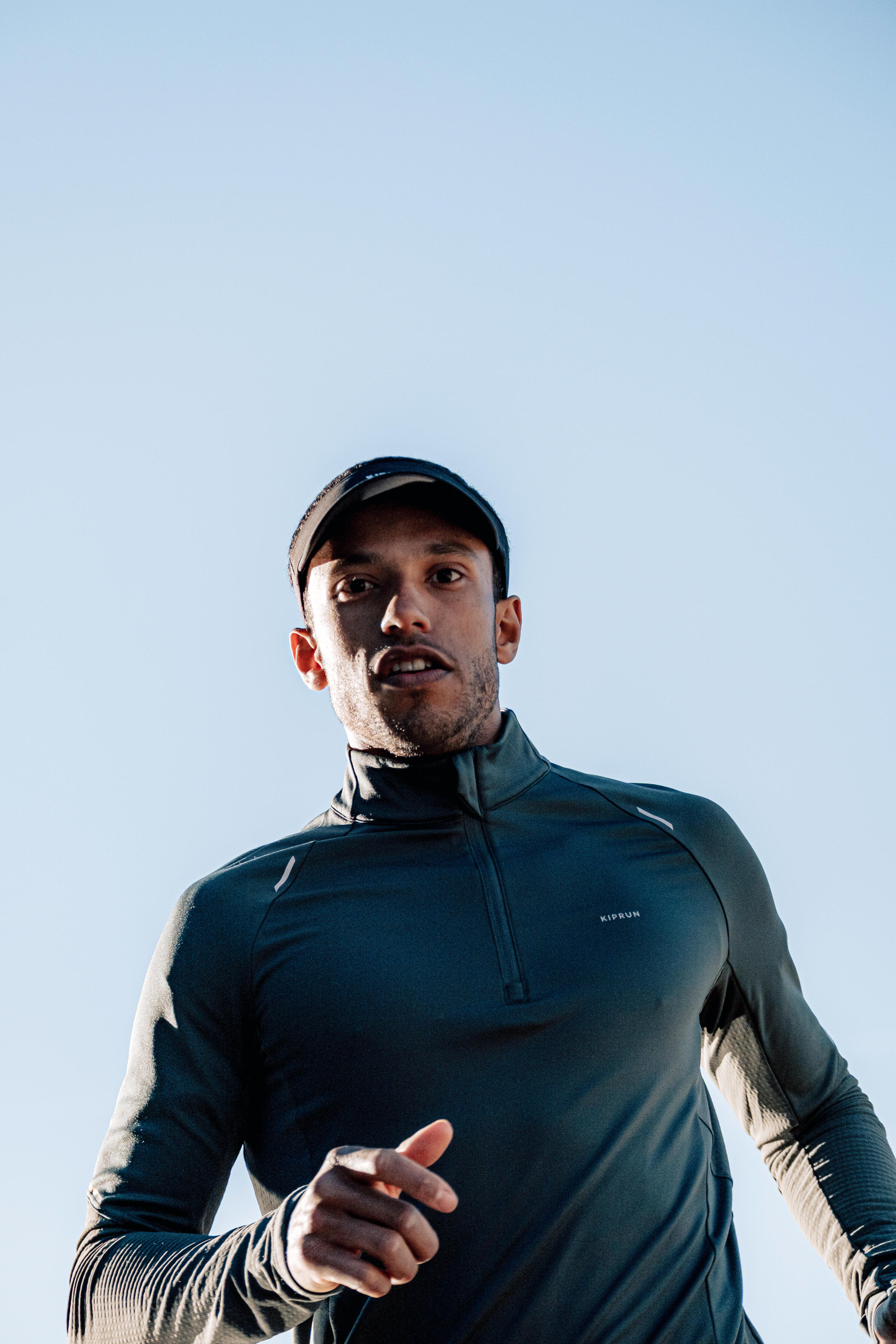 Chandail de course à manches longues chaud avec demi-zip homme, Run 500 10/11