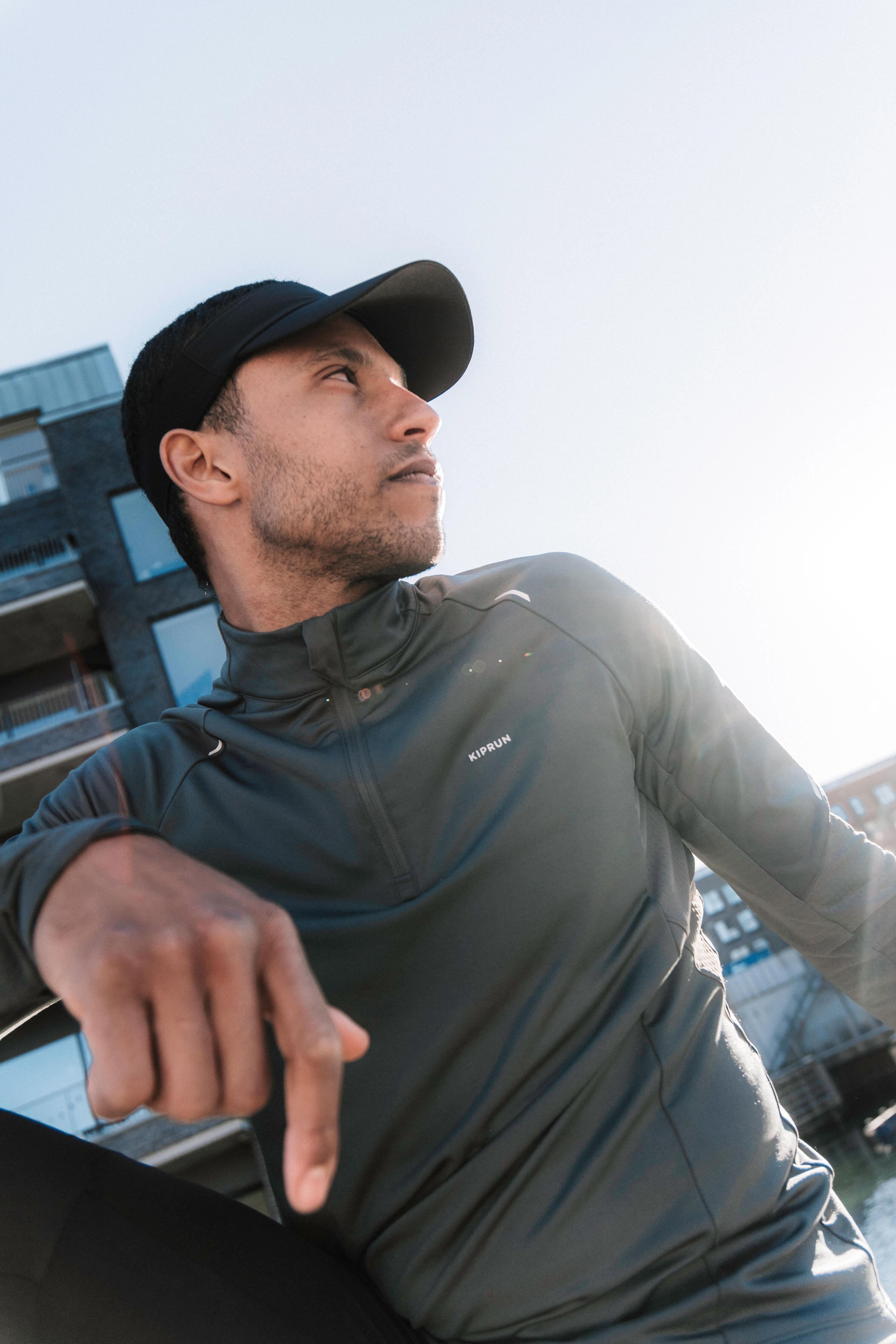 Chandail de course à manches longues chaud avec demi-zip homme, Run 500 9/11
