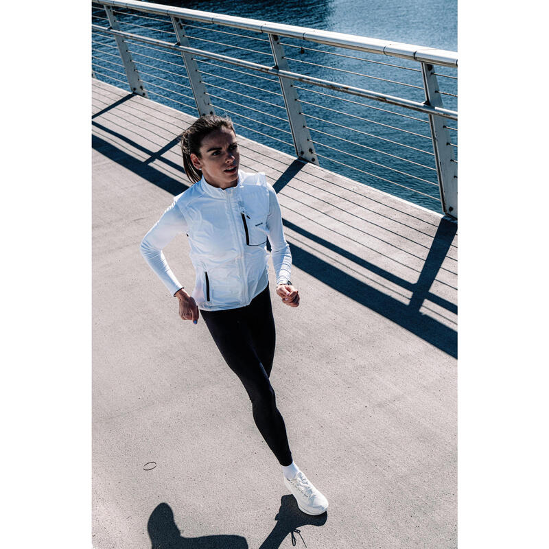 Kadın Kolsuz Koşu Rüzgarlığı - Beyaz - Kiprun Run Wind 500