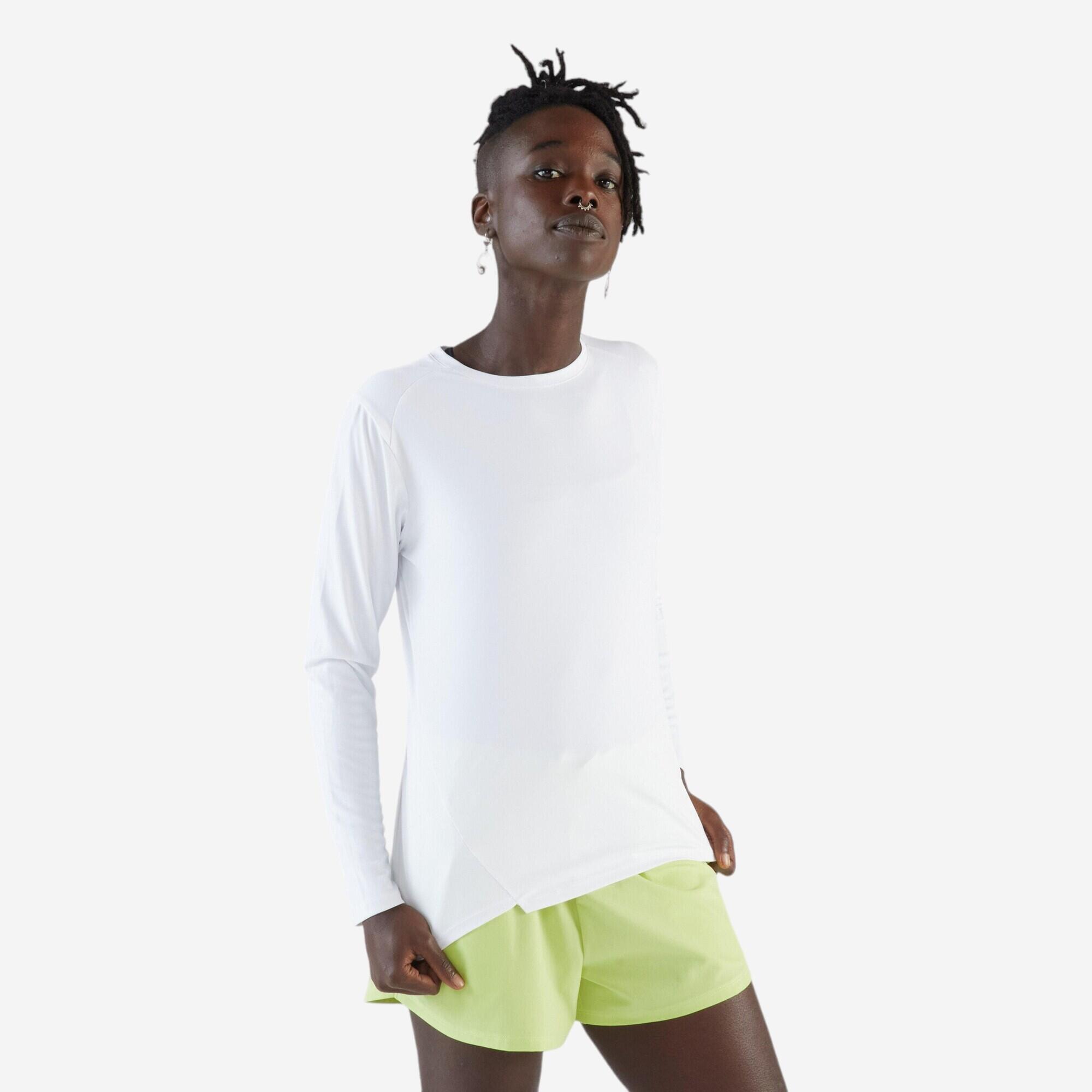 Women's long-sleeved running T-shirt Sun Protect - white