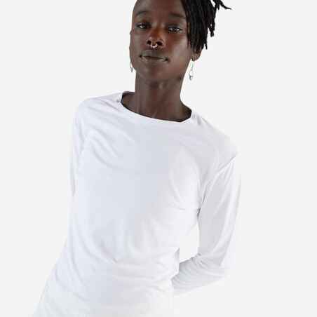 Women's long-sleeved running T-shirt Sun Protect - white