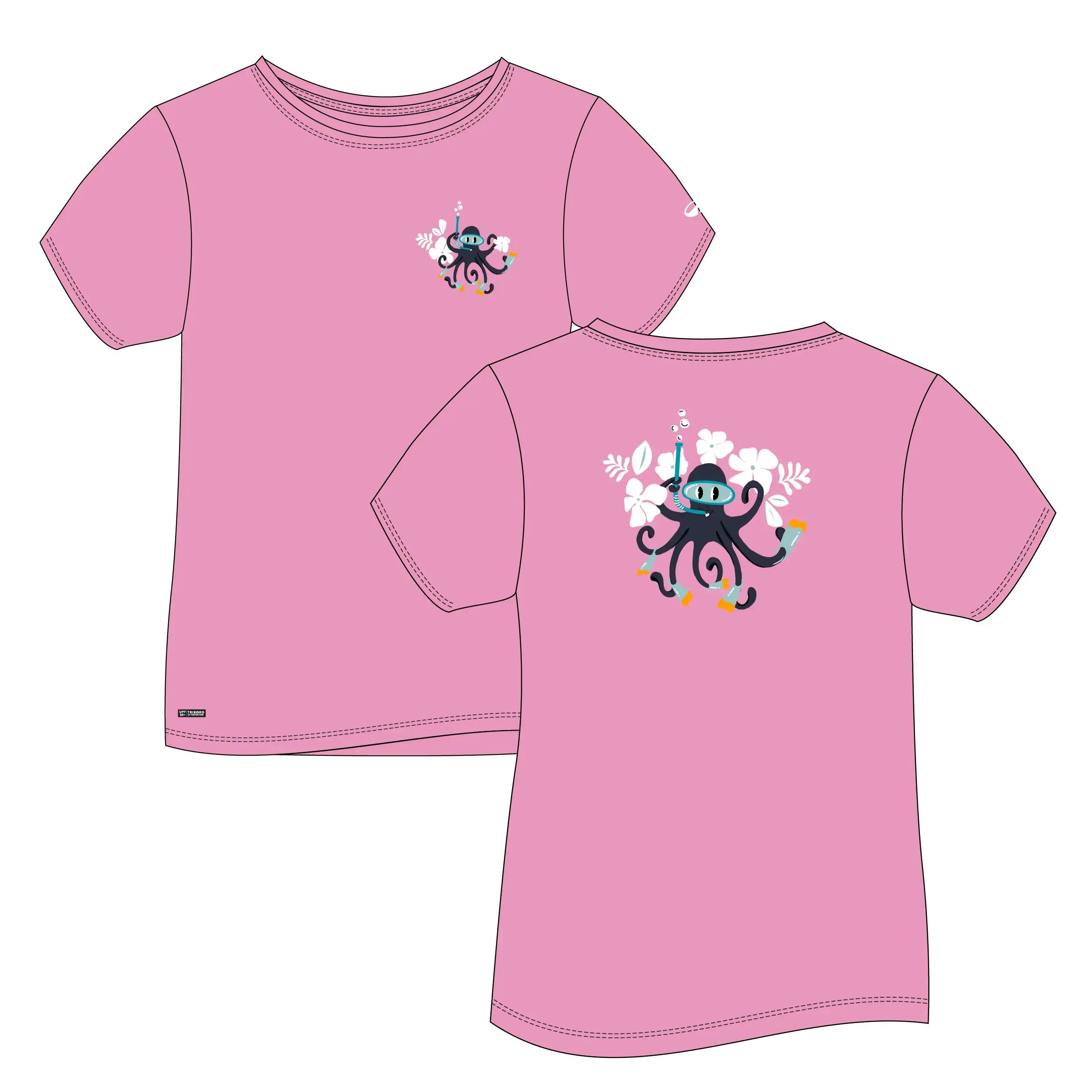 T-shirt anti UV surf enfant - 100 Poulpy rose 11/11
