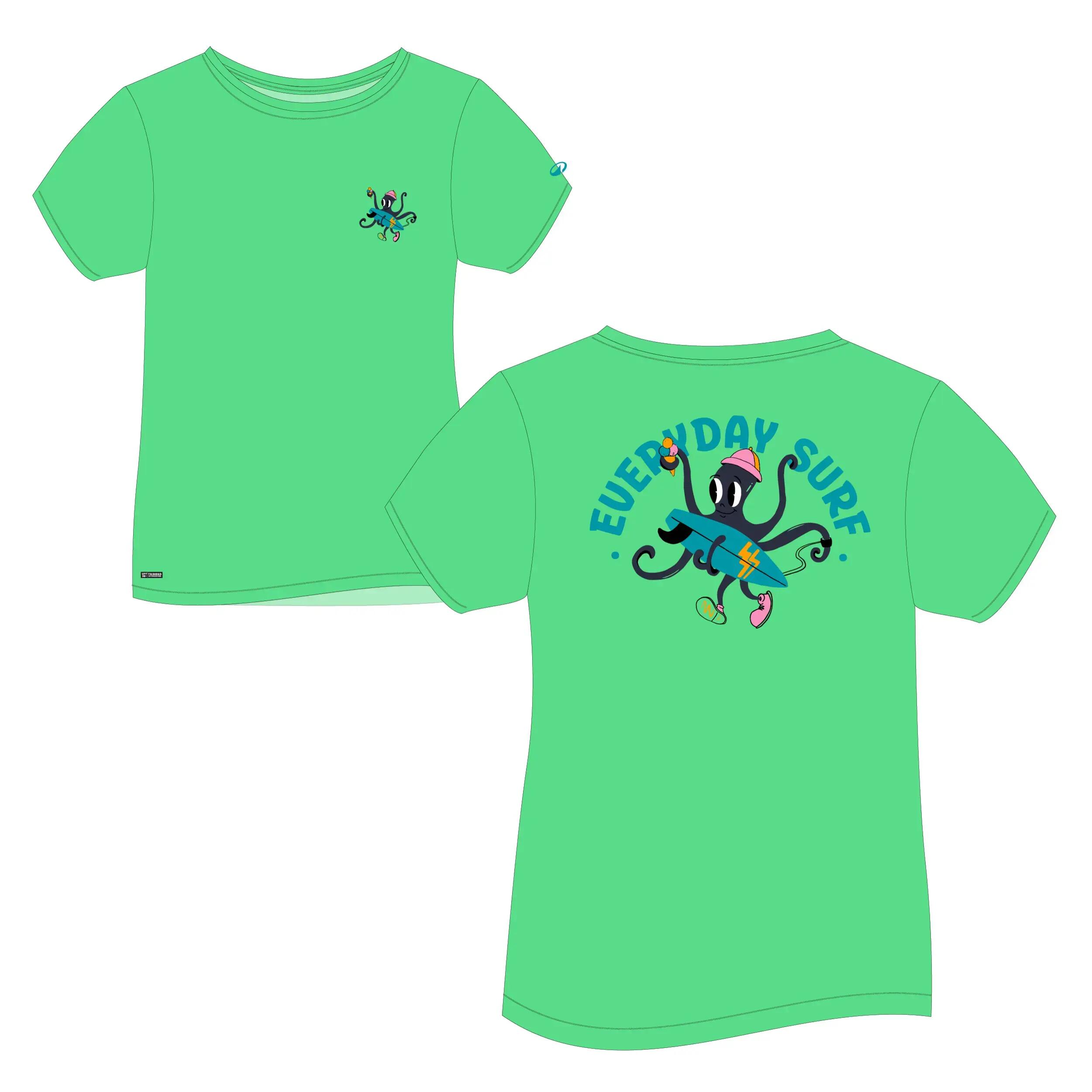 T-shirt anti UV surf enfant - 100 Poulpy vert 12/17