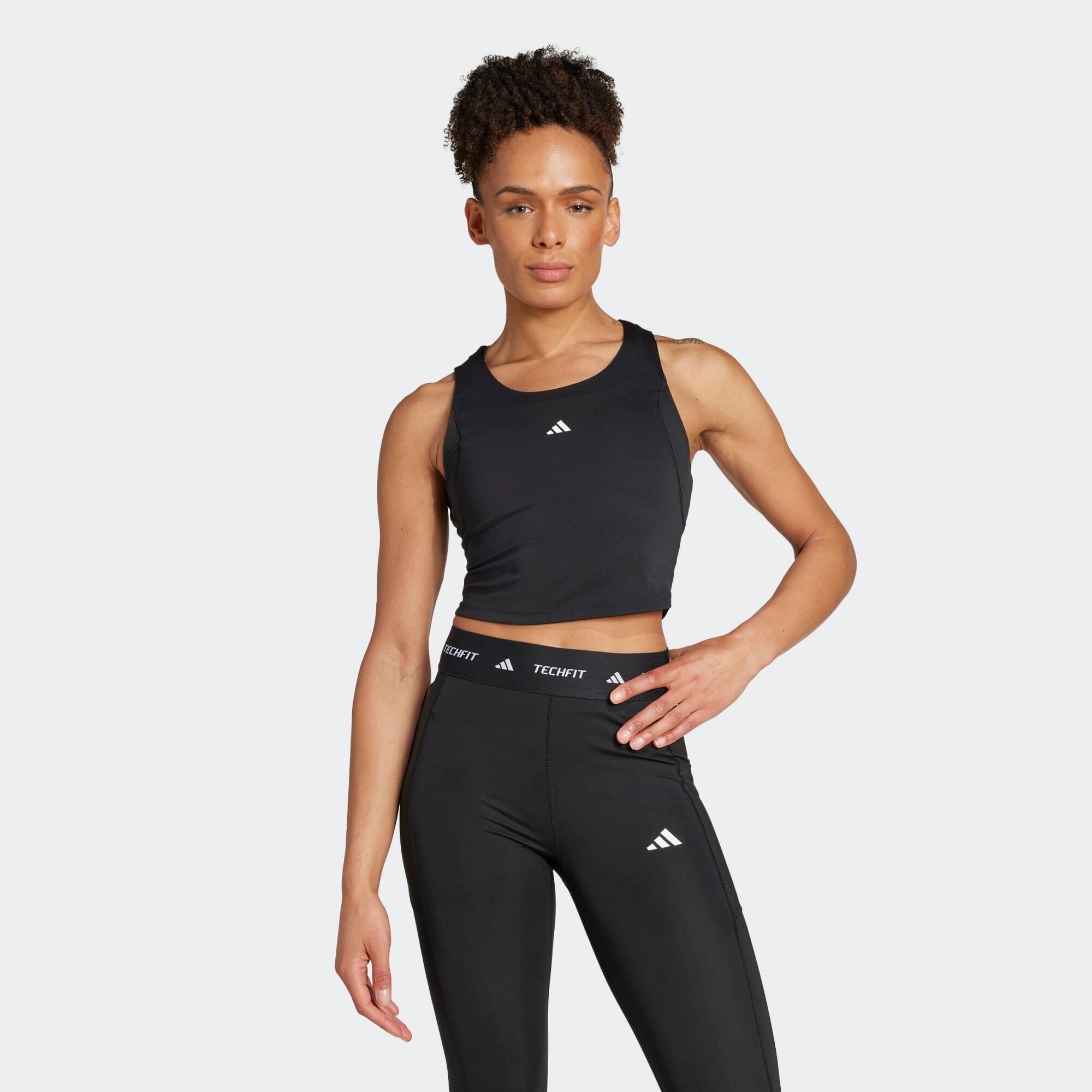 ADIDAS Camiseta Fitness Mujer Negro Blanco Sin Mangas