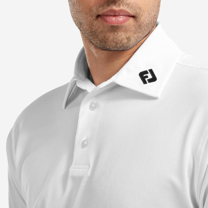 Tricou Polo de golf din bumbac elastic piqué Footjoy Alb