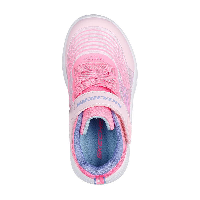 Încălțăminte sport cu șiret, benzi cu arici Skechers Microspec Adv Roz Alb Fete