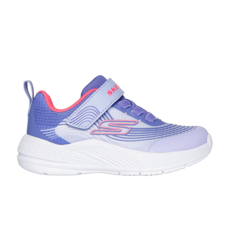 Încălțăminte sport cu șiret, benzi cu arici Skechers Microspec Adv Mov Alb Fete