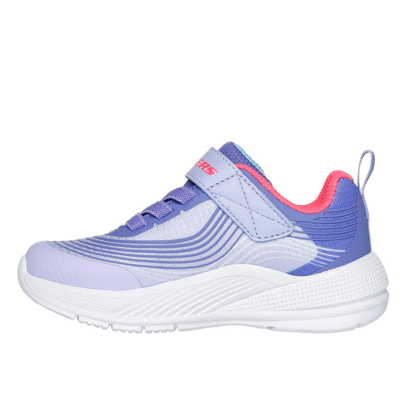 Încălțăminte sport cu șiret, benzi cu arici Skechers Microspec Adv Mov Alb Fete