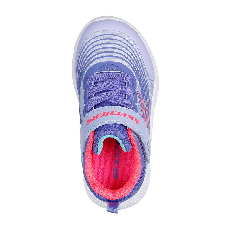 Încălțăminte sport cu șiret, benzi cu arici Skechers Microspec Adv Mov Alb Fete