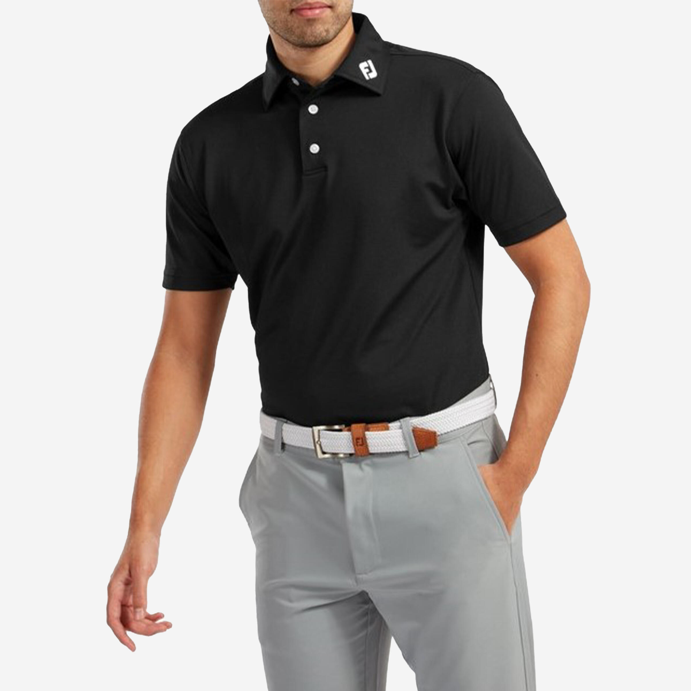 FOOTJOY Polo de golf tejido elástico, Footjoy negro