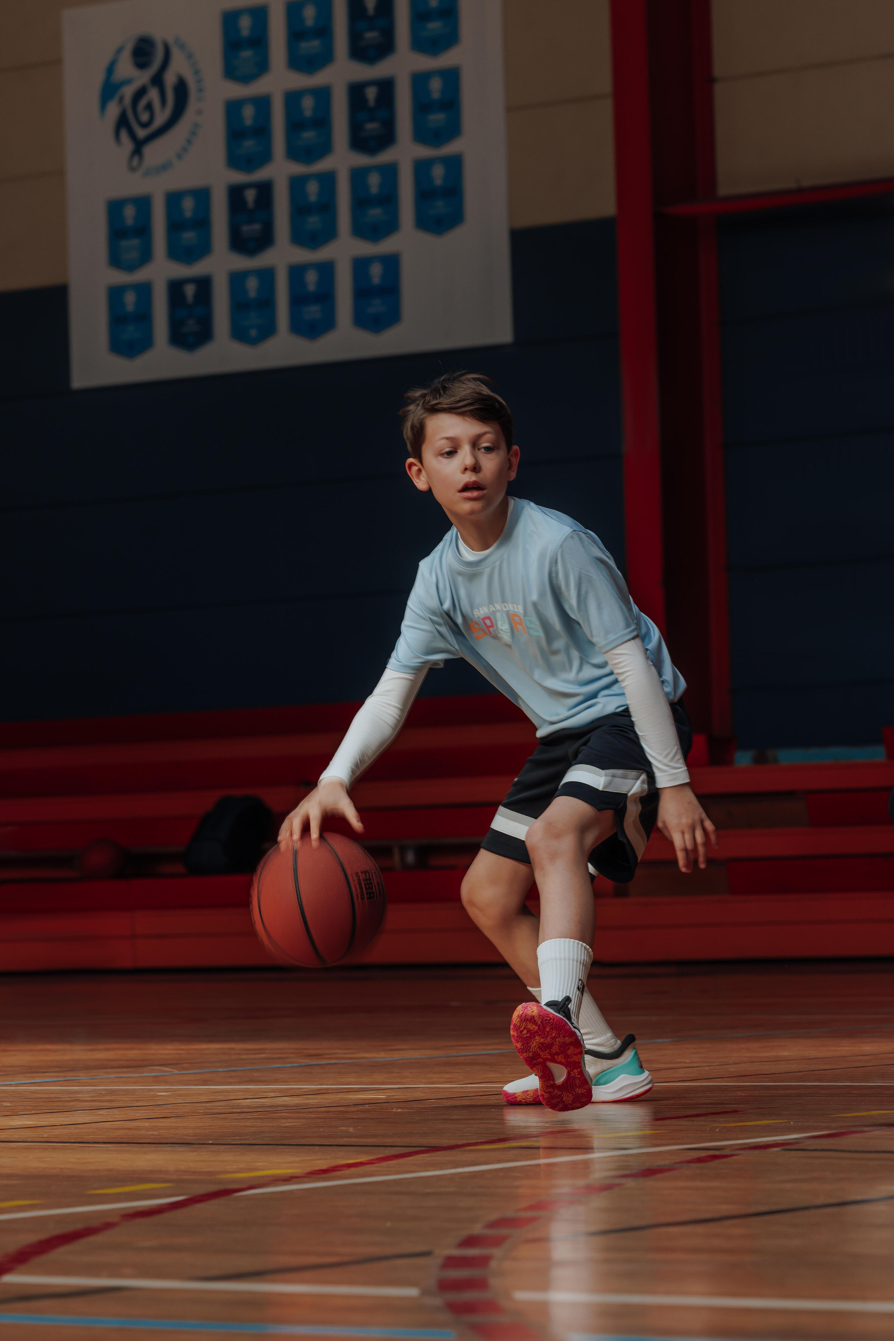 Sous-maillot basketball NBA manche longue enfant - blanc 8/9