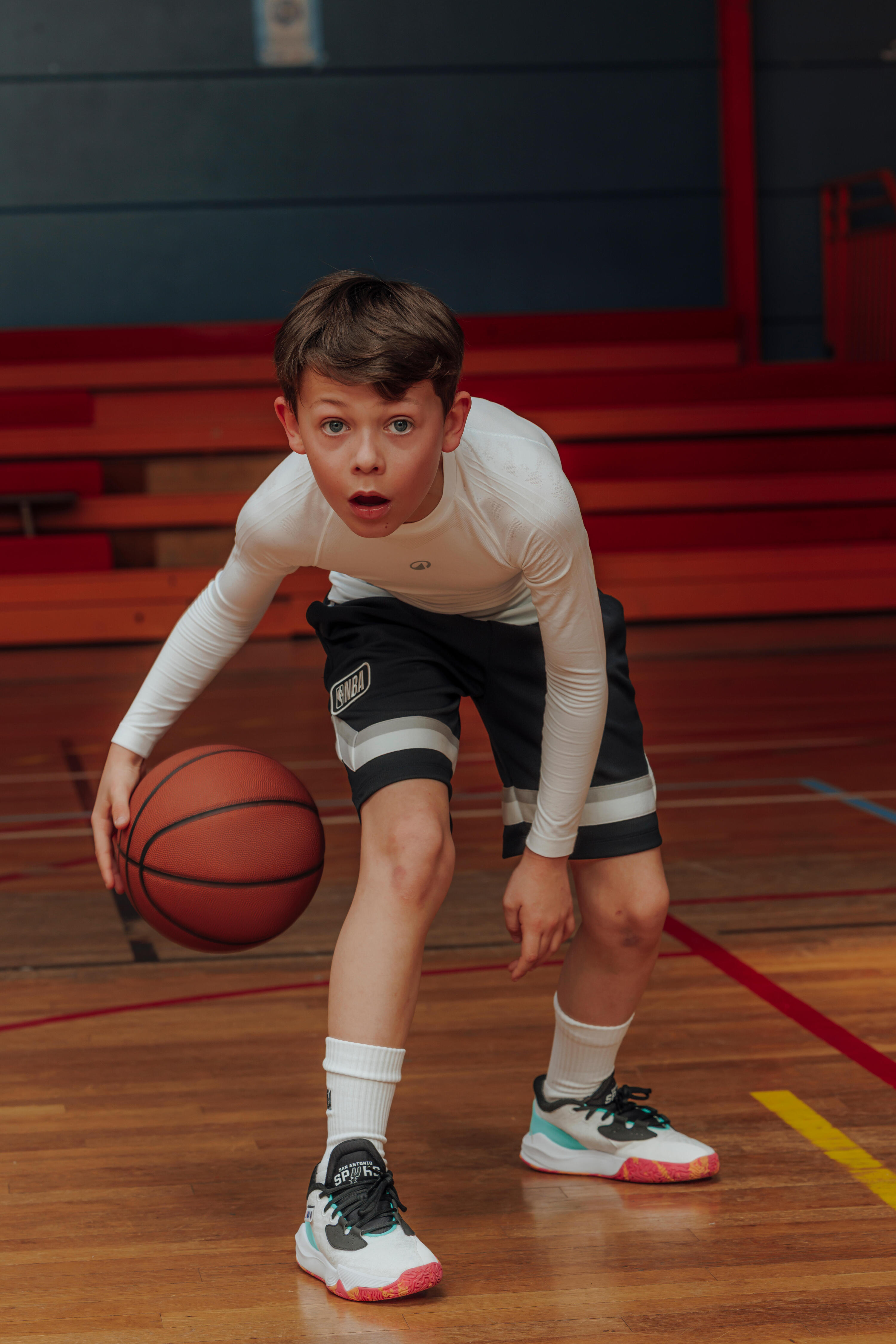 Sous-maillot basketball NBA manche longue enfant - blanc 7/9