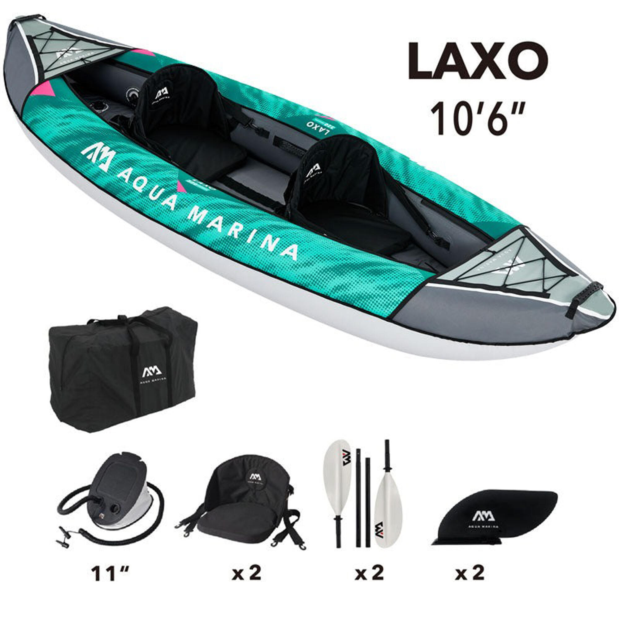 Aqua Marina Laxo 320 Inflatable Kayak Package for 1/2 People 1/4
