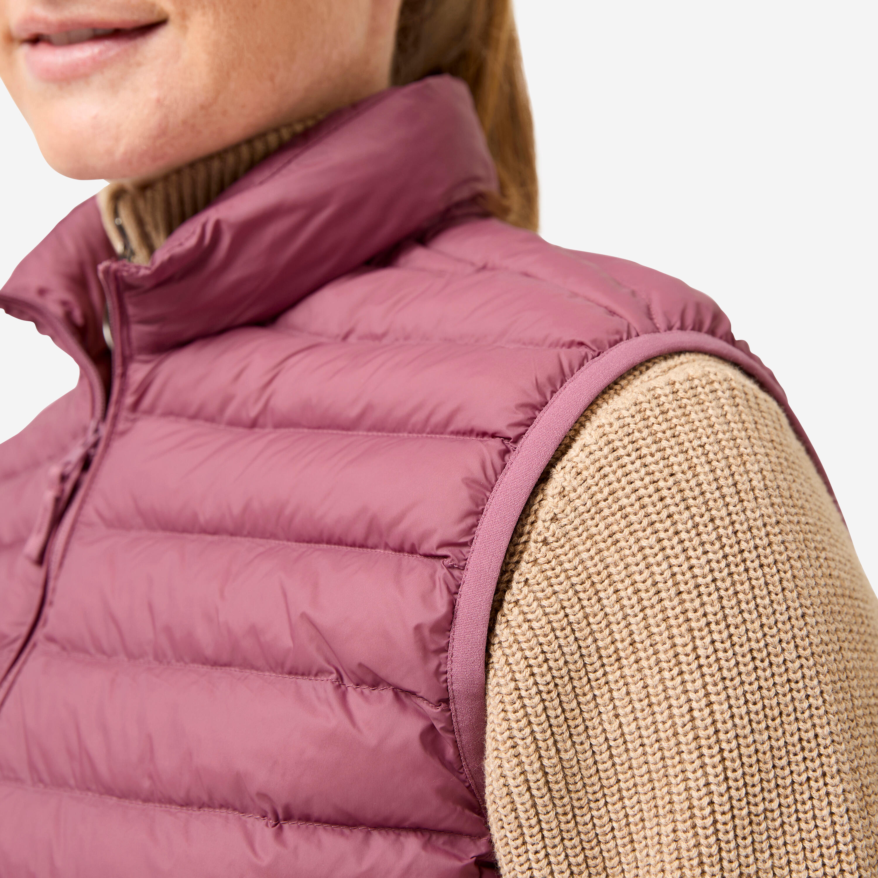 Piumino smanicato golf donna MW 500 lilla-grigio