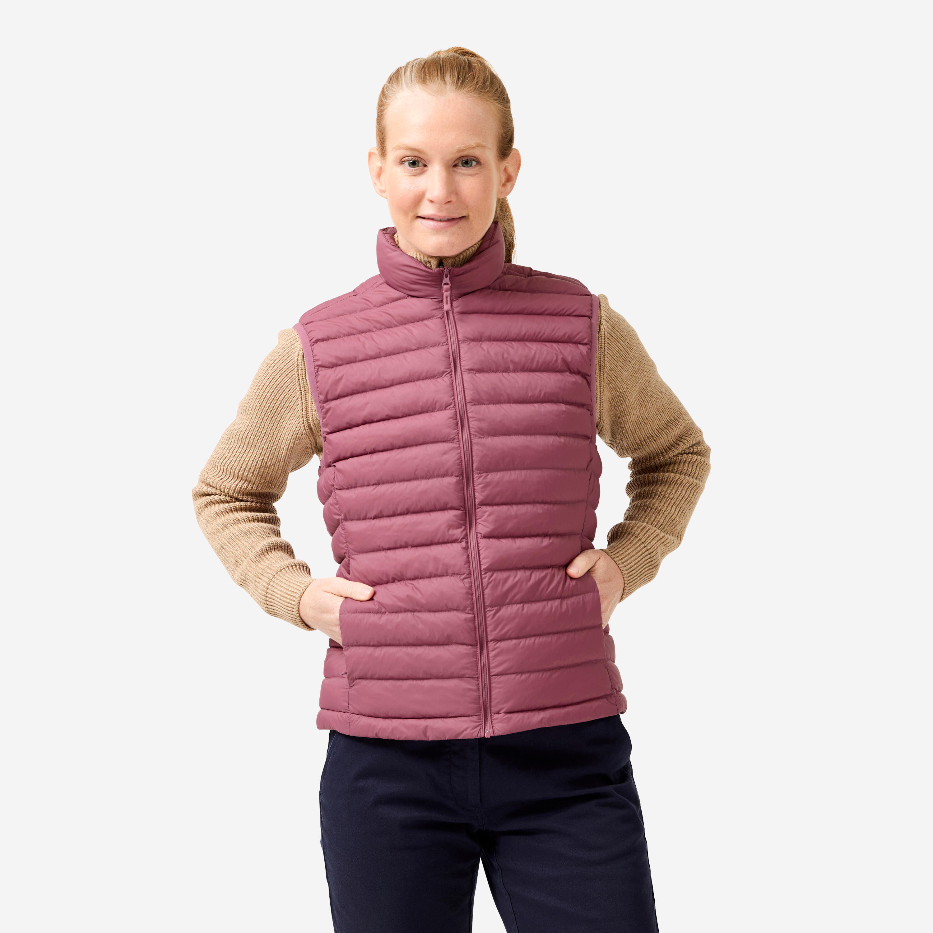 INESIS Women’s golf sleeveless down jacket MW500 purple grey