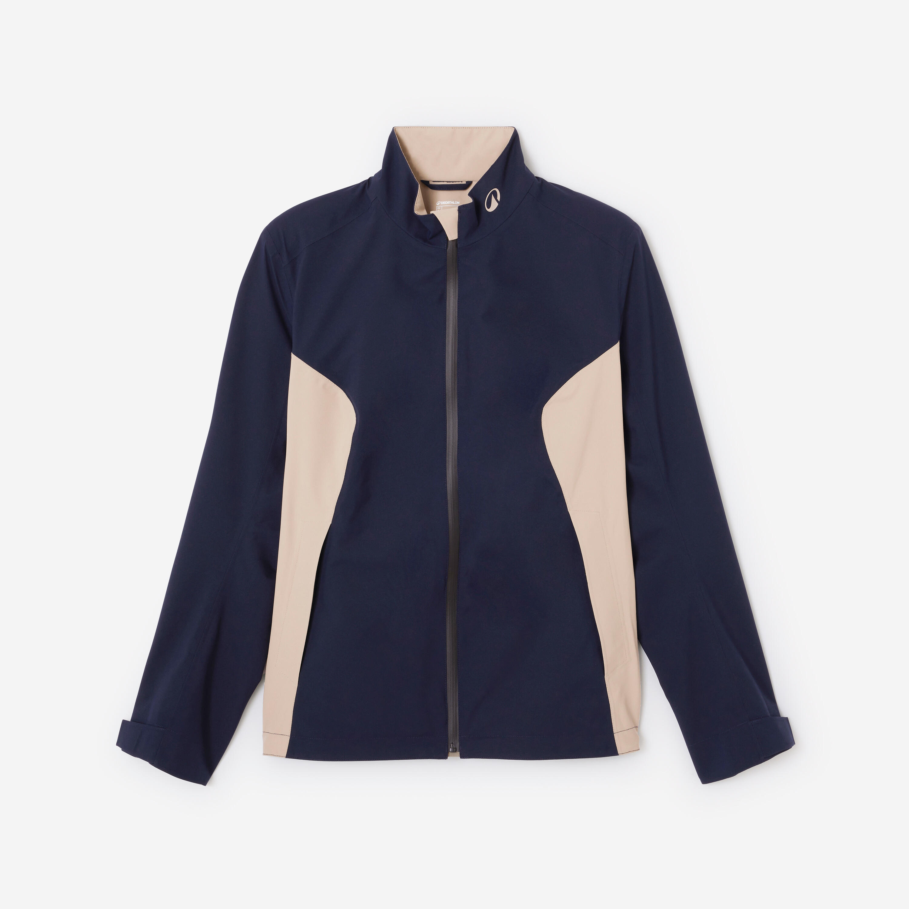 Casaco de Chuva Impermeável de Golf Mulher, RW500 Azul e bege 10/14