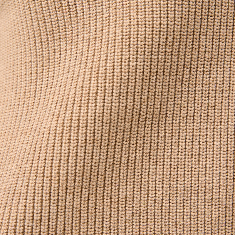 Pull golf zippé femme, MW500 beige