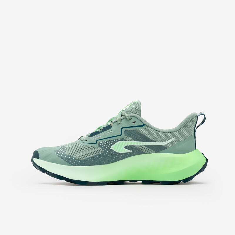 Chaussures de running trail et cross country enfant - kiprun k500 grip kaki