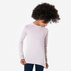 T-shirt manches longues de running Enfant, KIPRUN SKINCARE VIOLET
