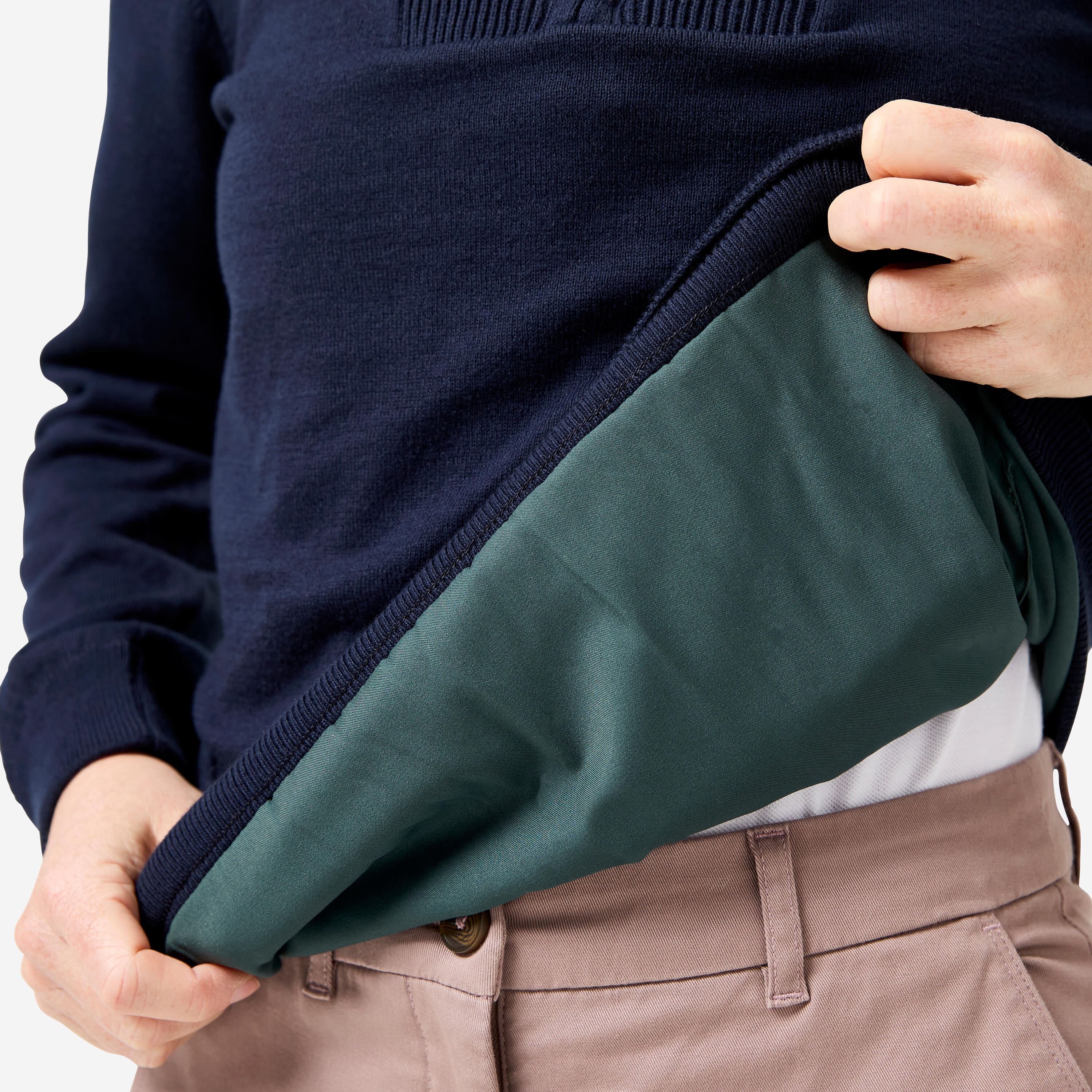 Winddichter Golfpullover mit Stehkragen und Reissverschluss für Damen MW500 blau 5/8