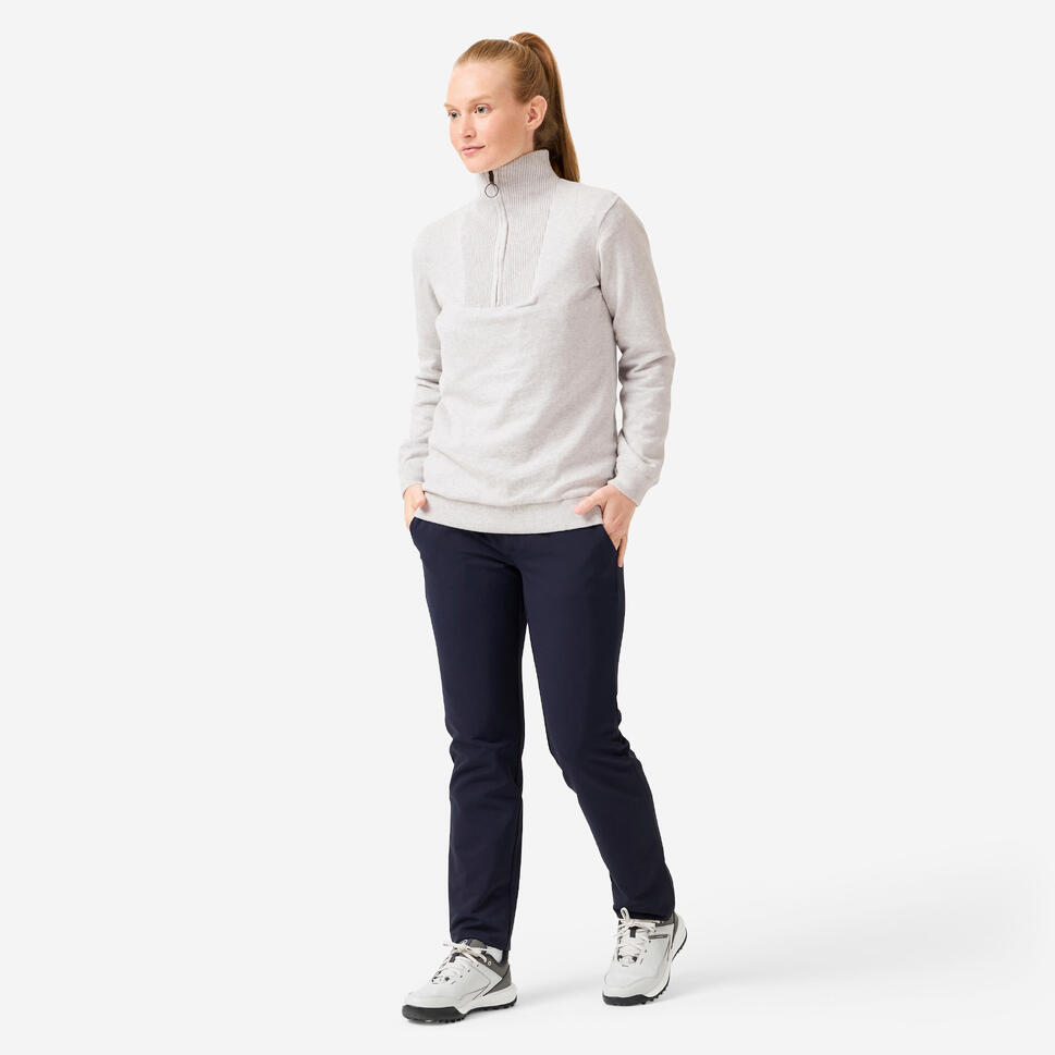 Sweter do golfa damski wiatroszczelny MW500 z wysokim kołnierzem
