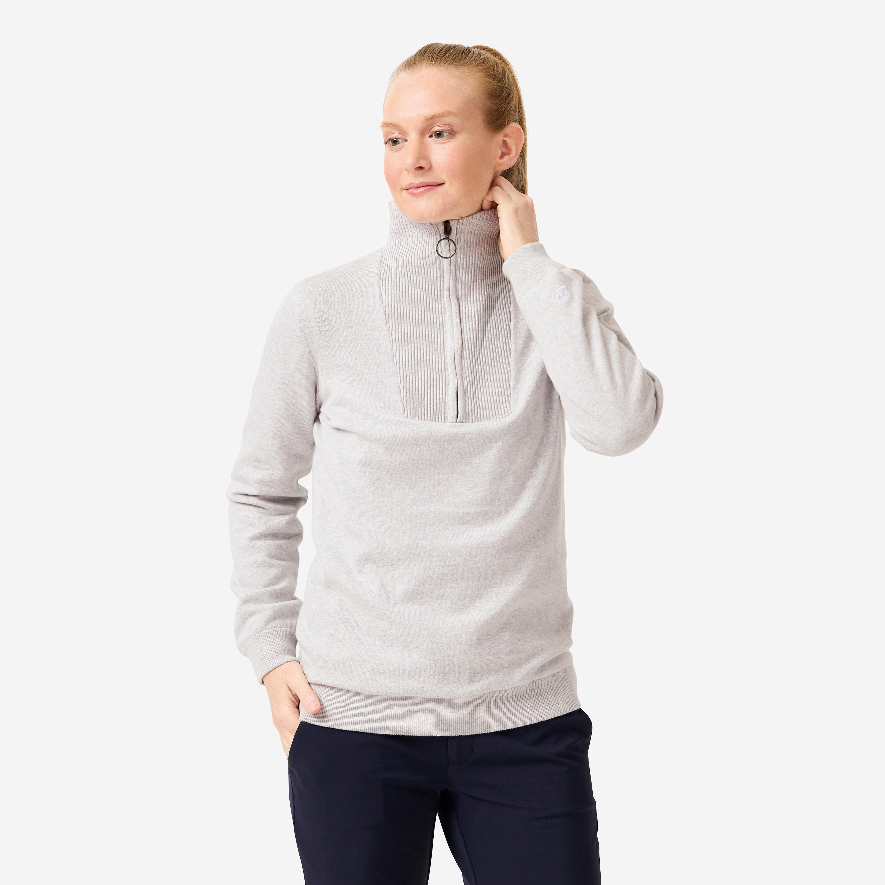 INESIS W golf water-repellent zipped high neck pullover MW500 grey