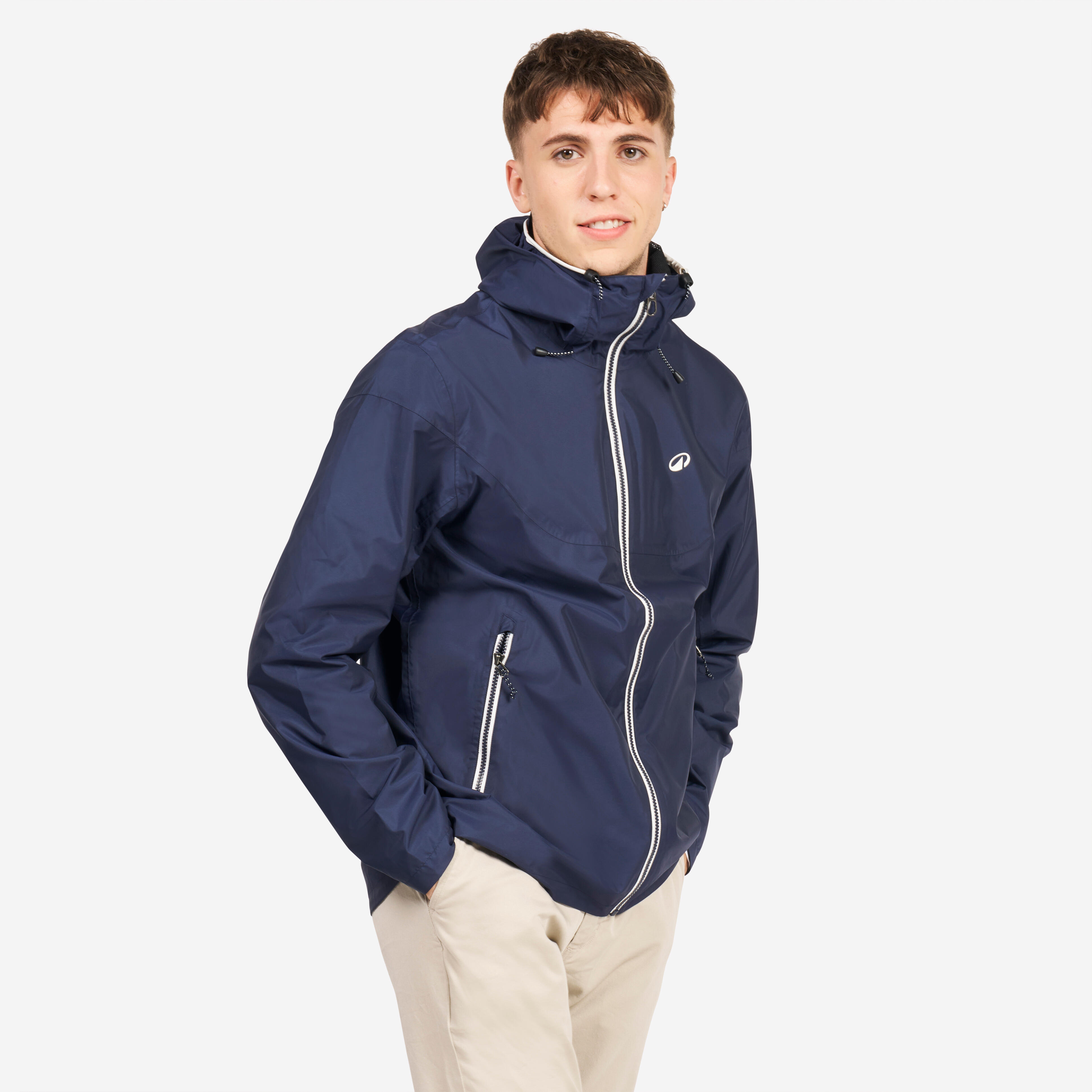 Men Sailing Jacket 100 Waterproof Navy Blue