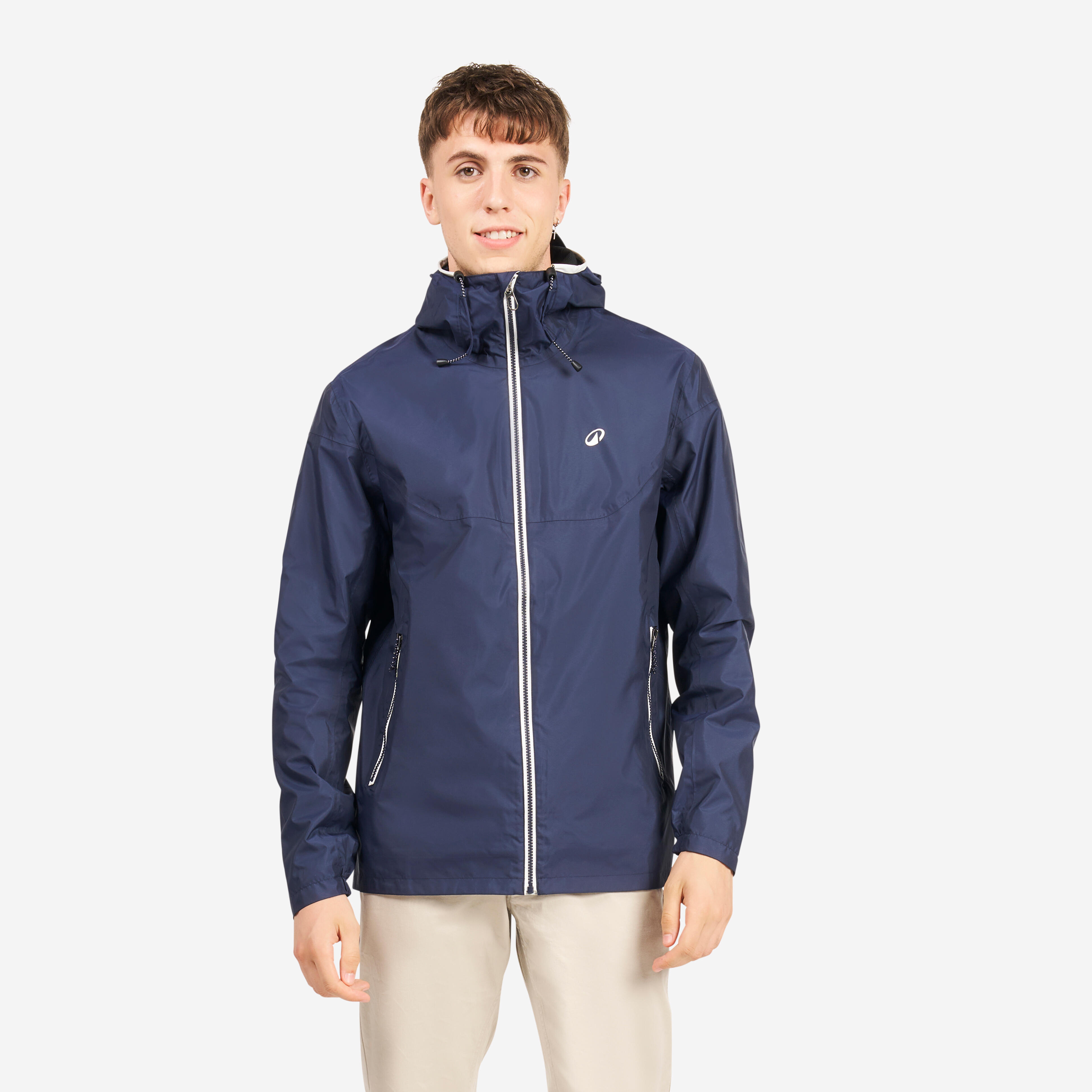 Men Sailing Jacket 100 Waterproof Navy Blue