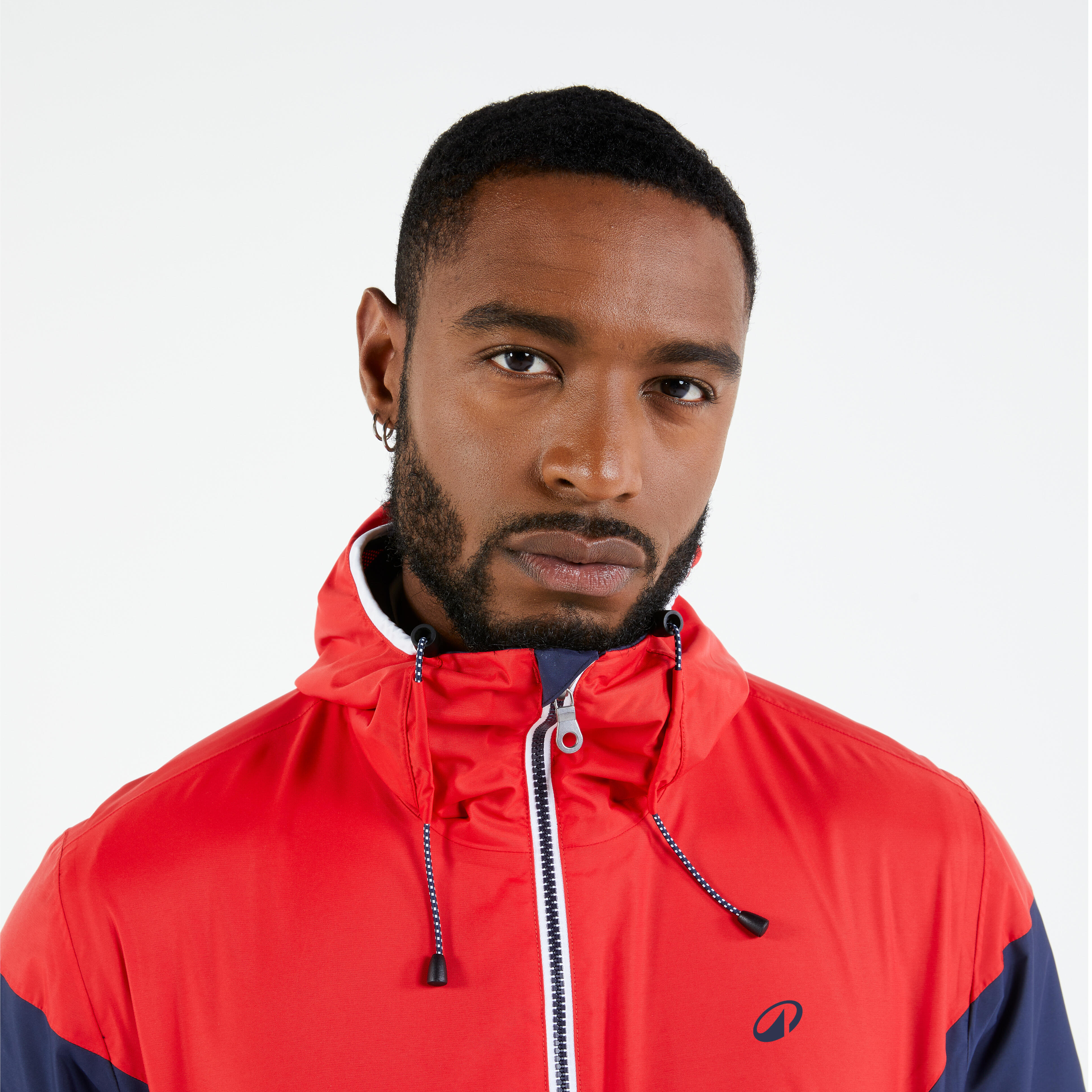 Men Sailing Jacket 100 Waterproof Blue and Red